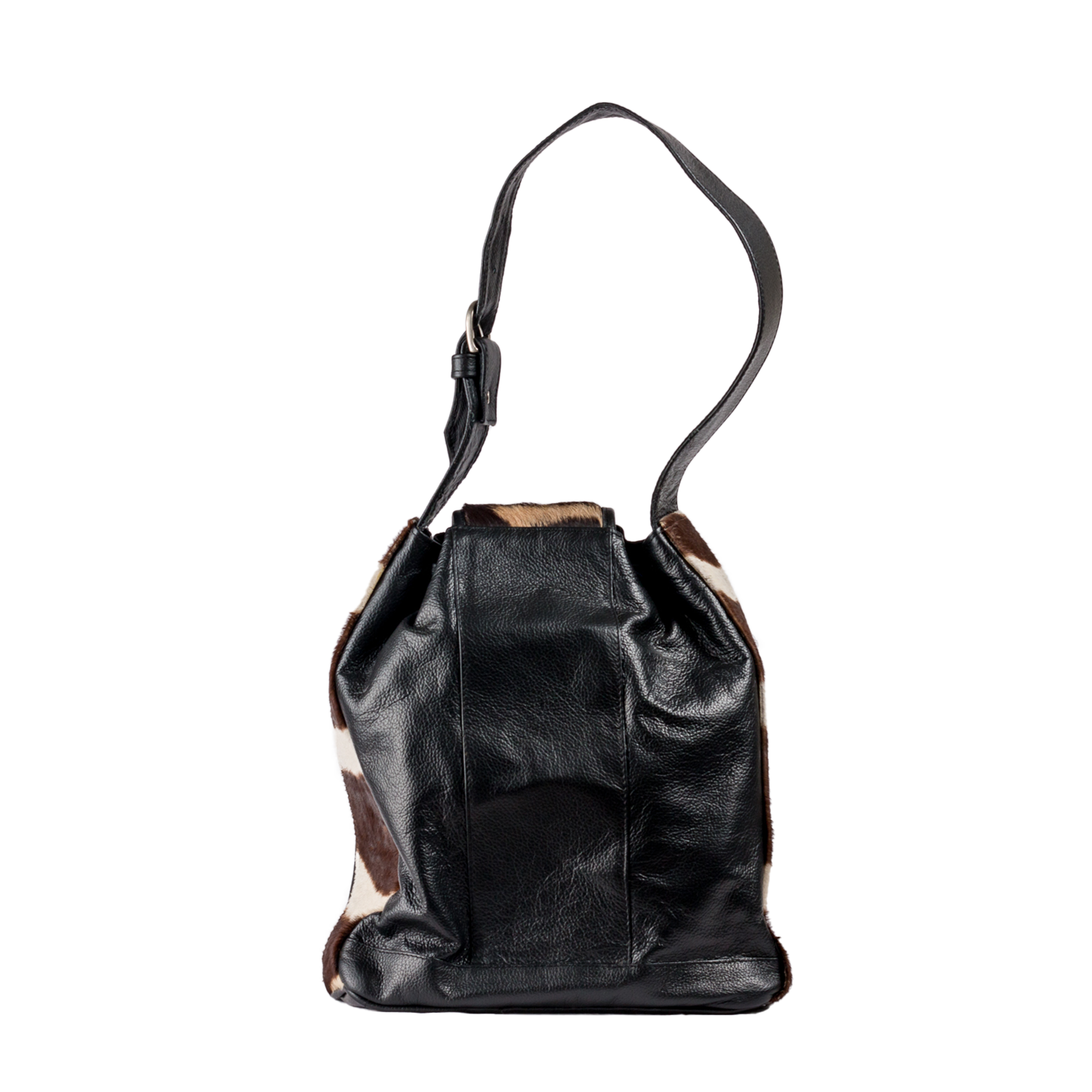 Leather Drawstring Bag With Zebra Straps