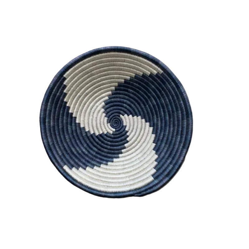 Large Handwoven Rwandan Basket - Black & White Patterns (28cm)