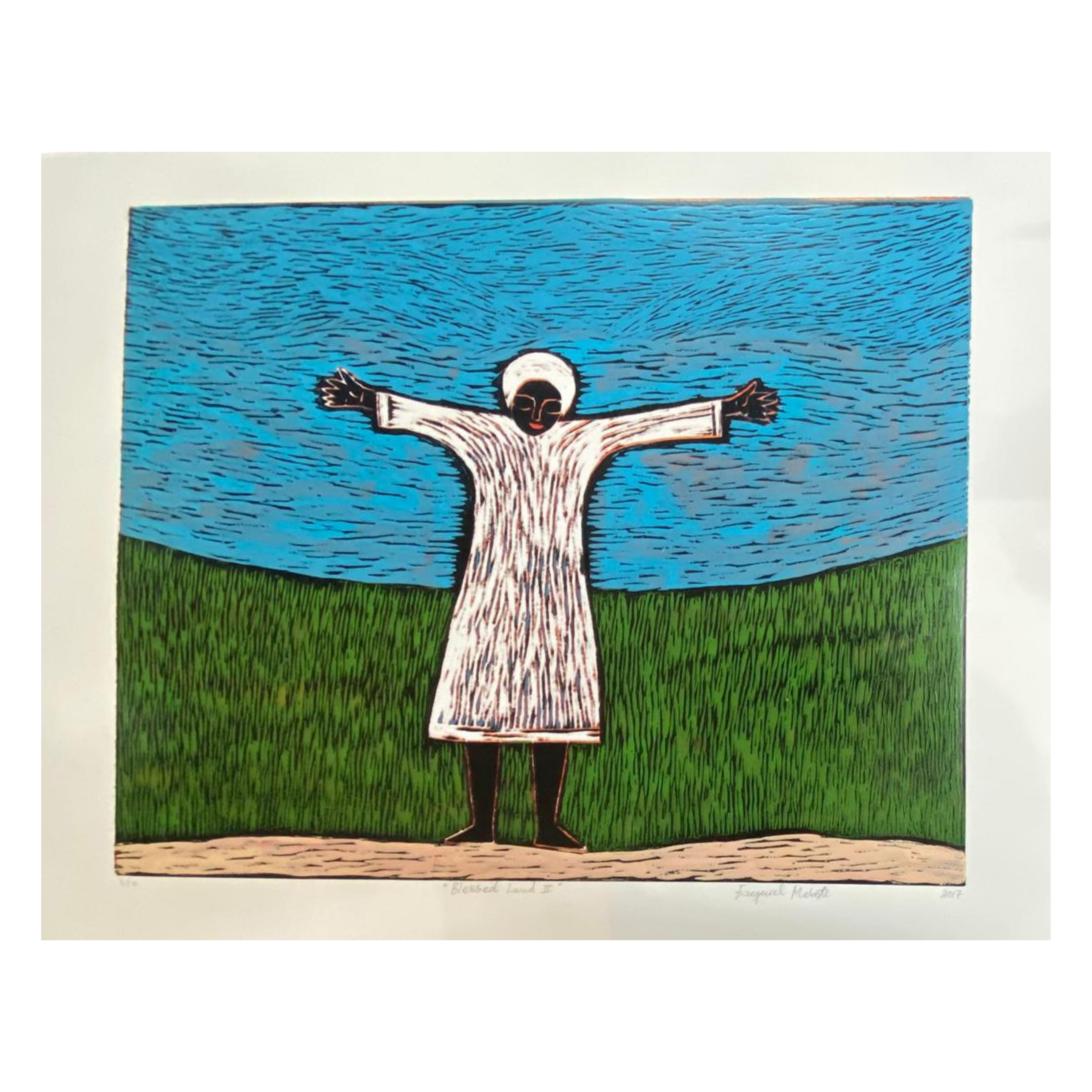 Mabote Art Woodprint Painting - Blessed Land