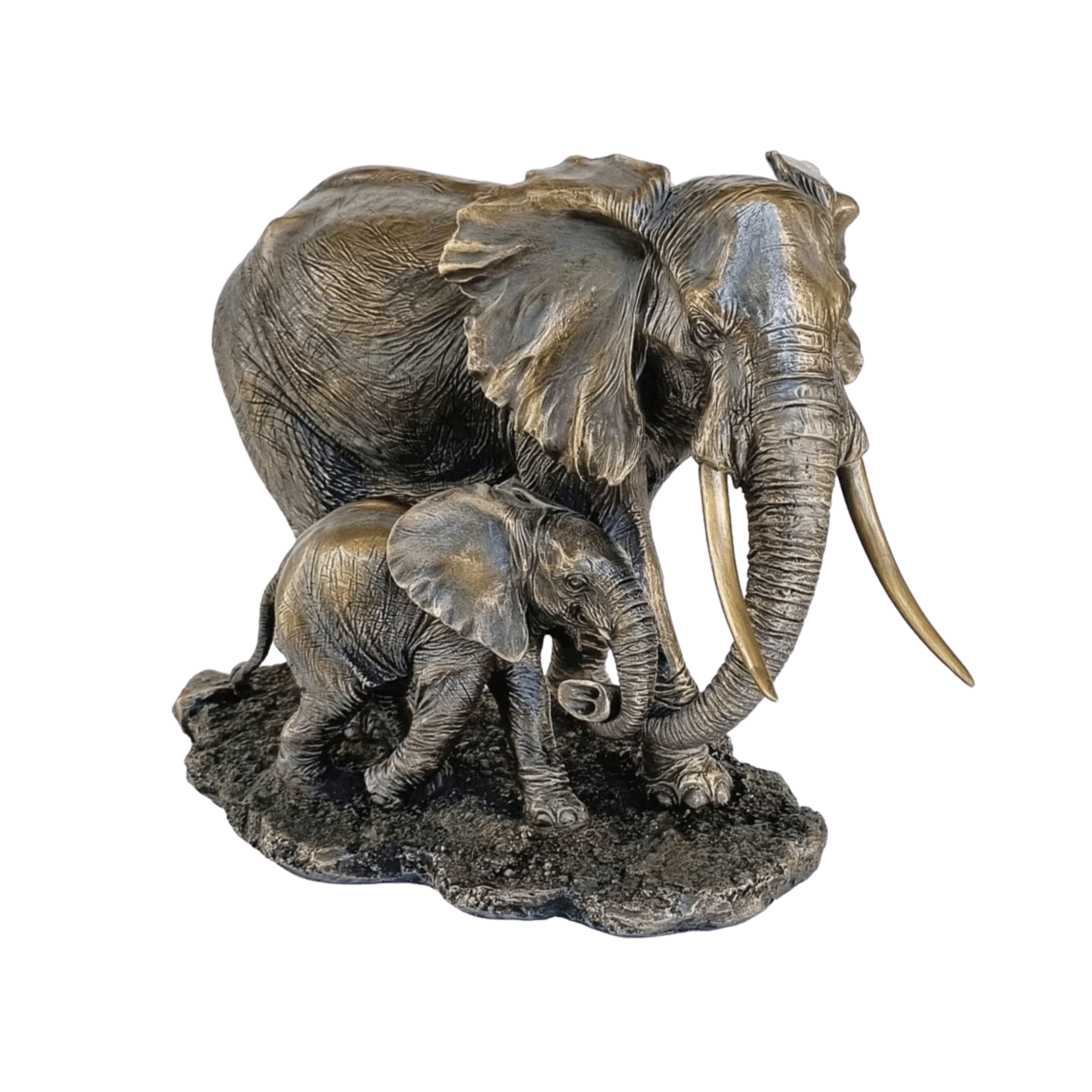 Elephant & Baby Bronze Statue - Akilah