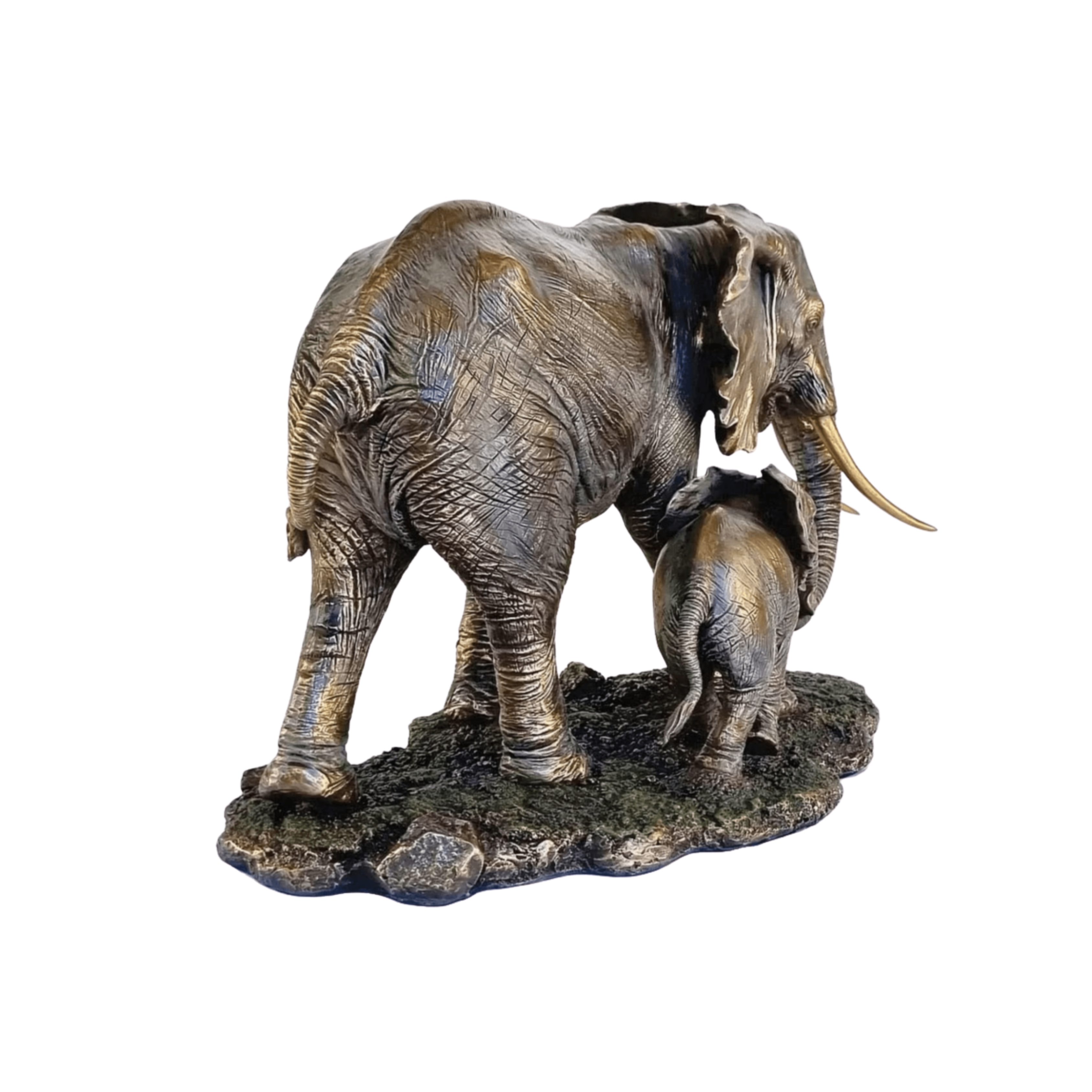 Elephant & Baby Bronze Statue - Akilah