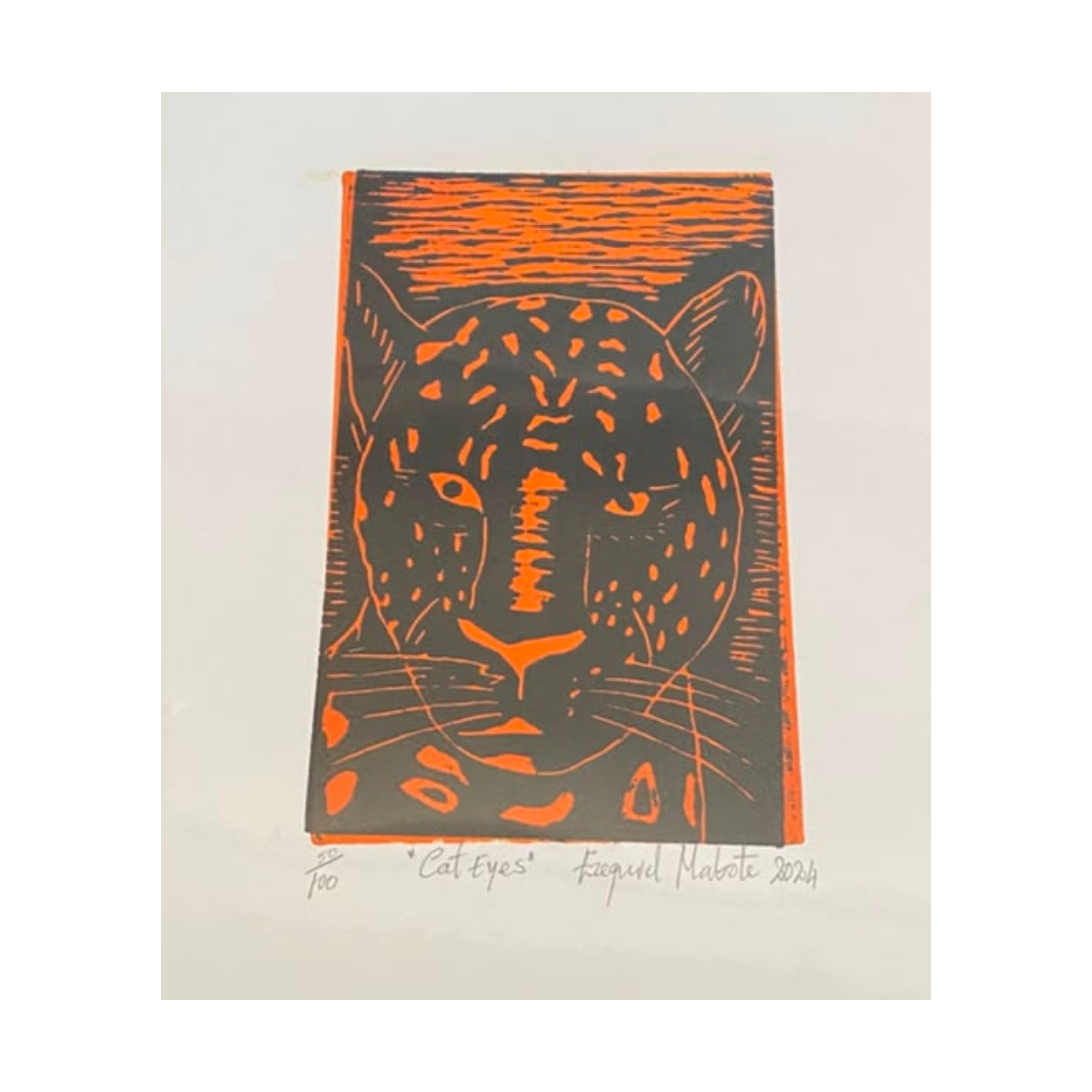 Mabote Art Woodprint Painting - Cat Eyes