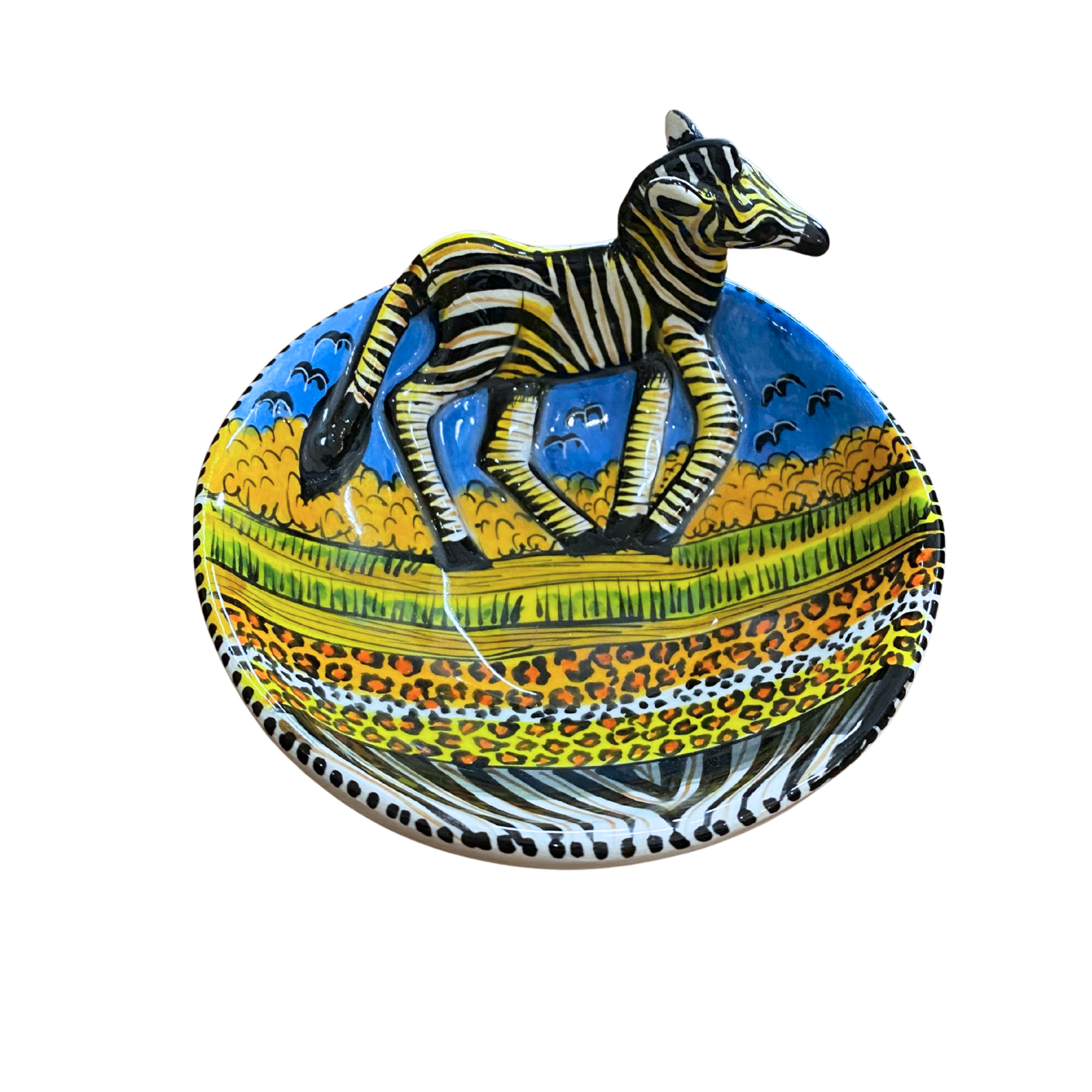 Round 3D Ceramic Teabag Holder (Zebra)