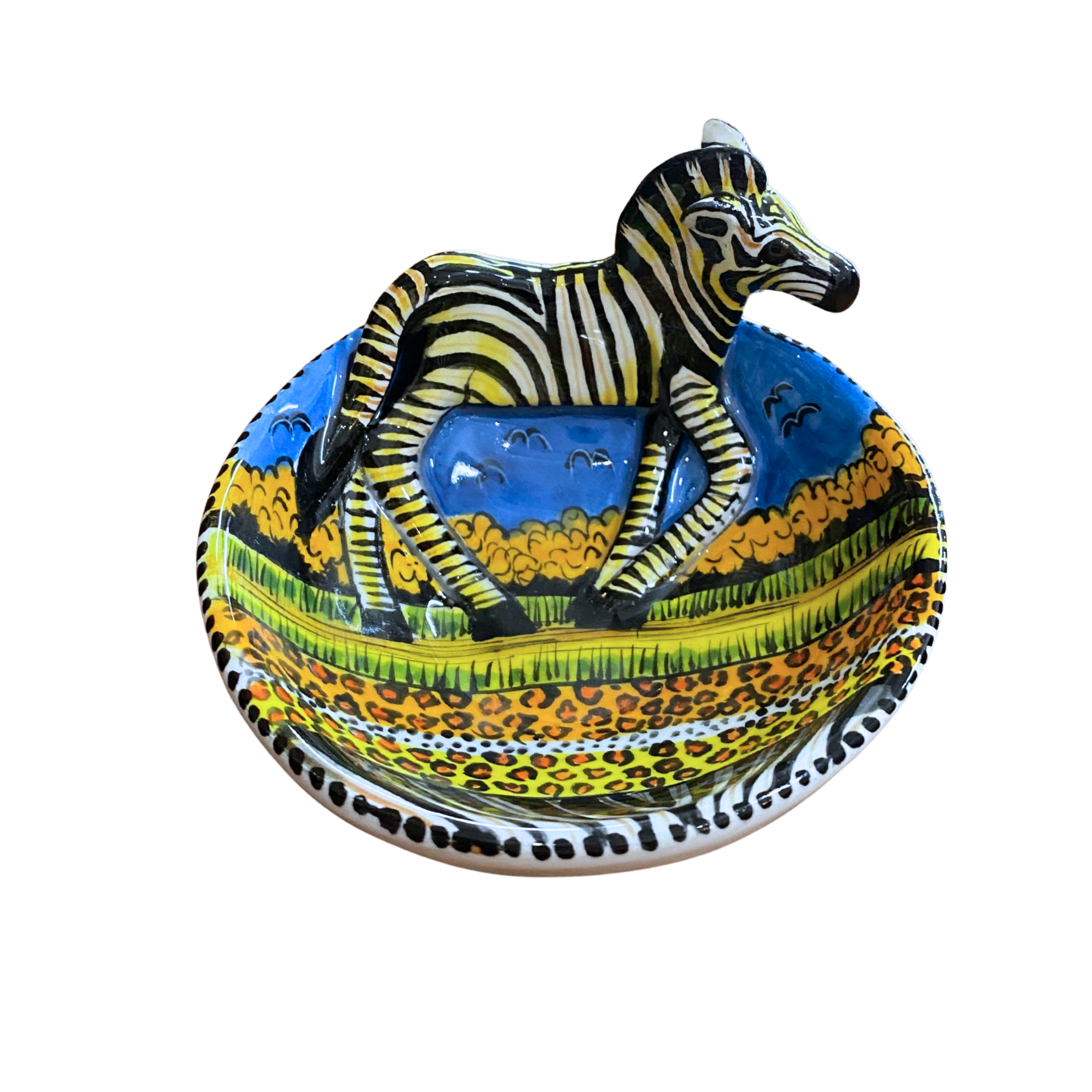 Round 3D Ceramic Teabag Holder (Zebra)