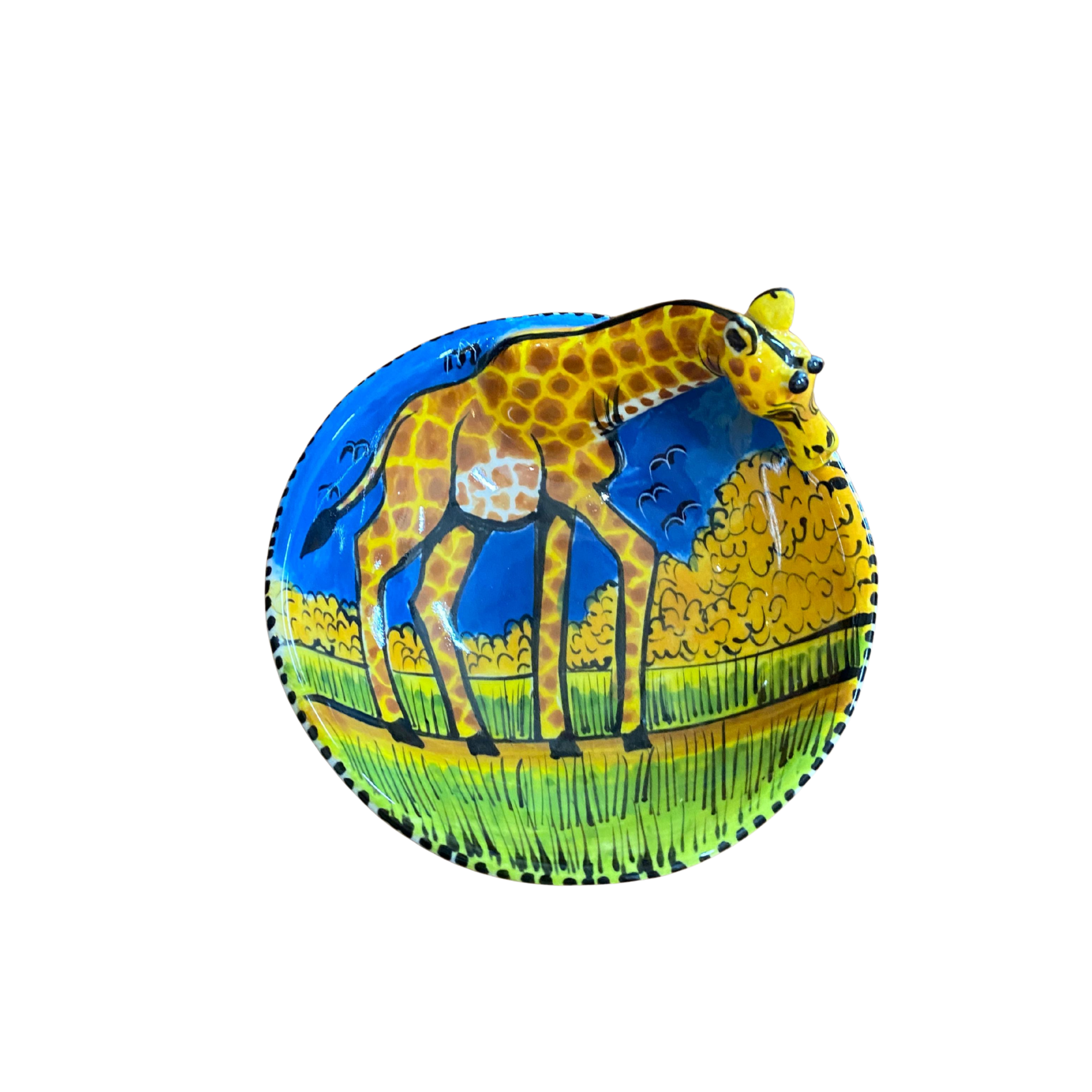 Round 3D Ceramic Teabag Holder (Giraffe)