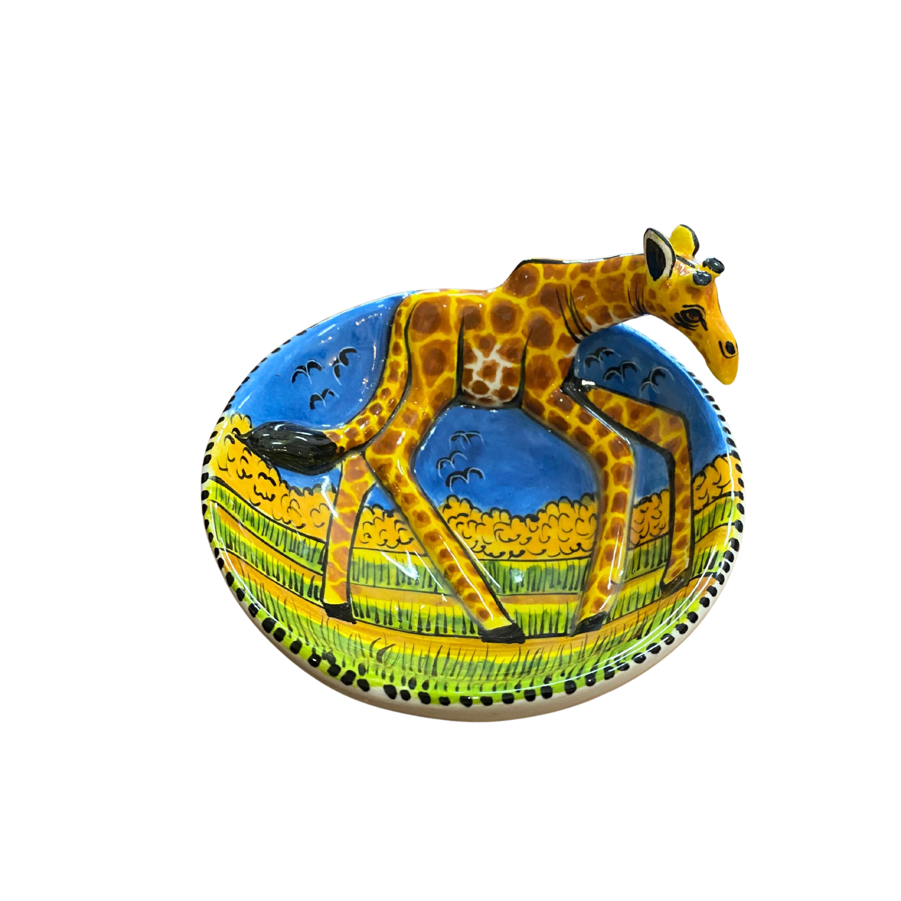 Round 3D Ceramic Teabag Holder (Giraffe)