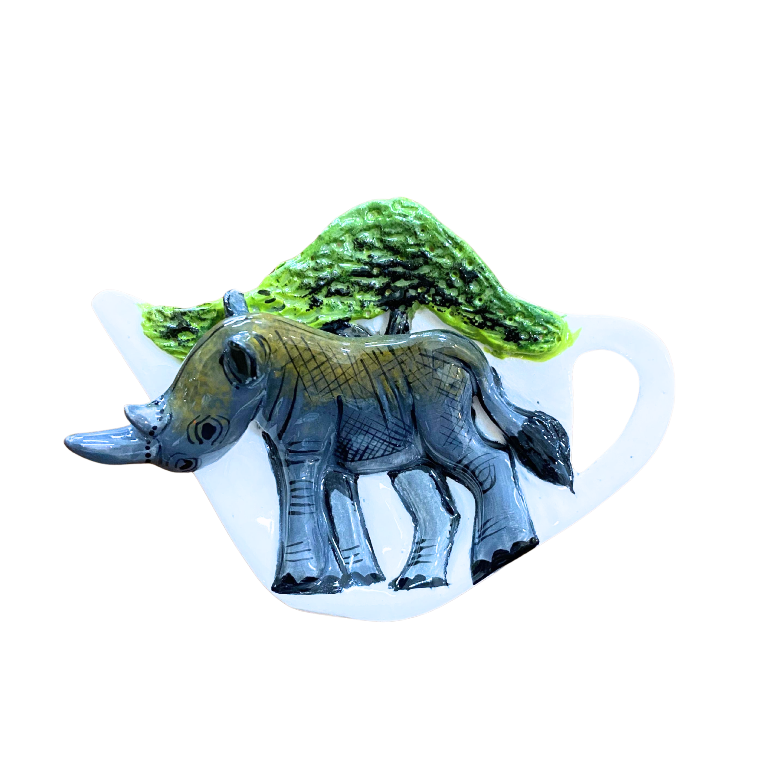 Ceramic Rhino Teabag Holder