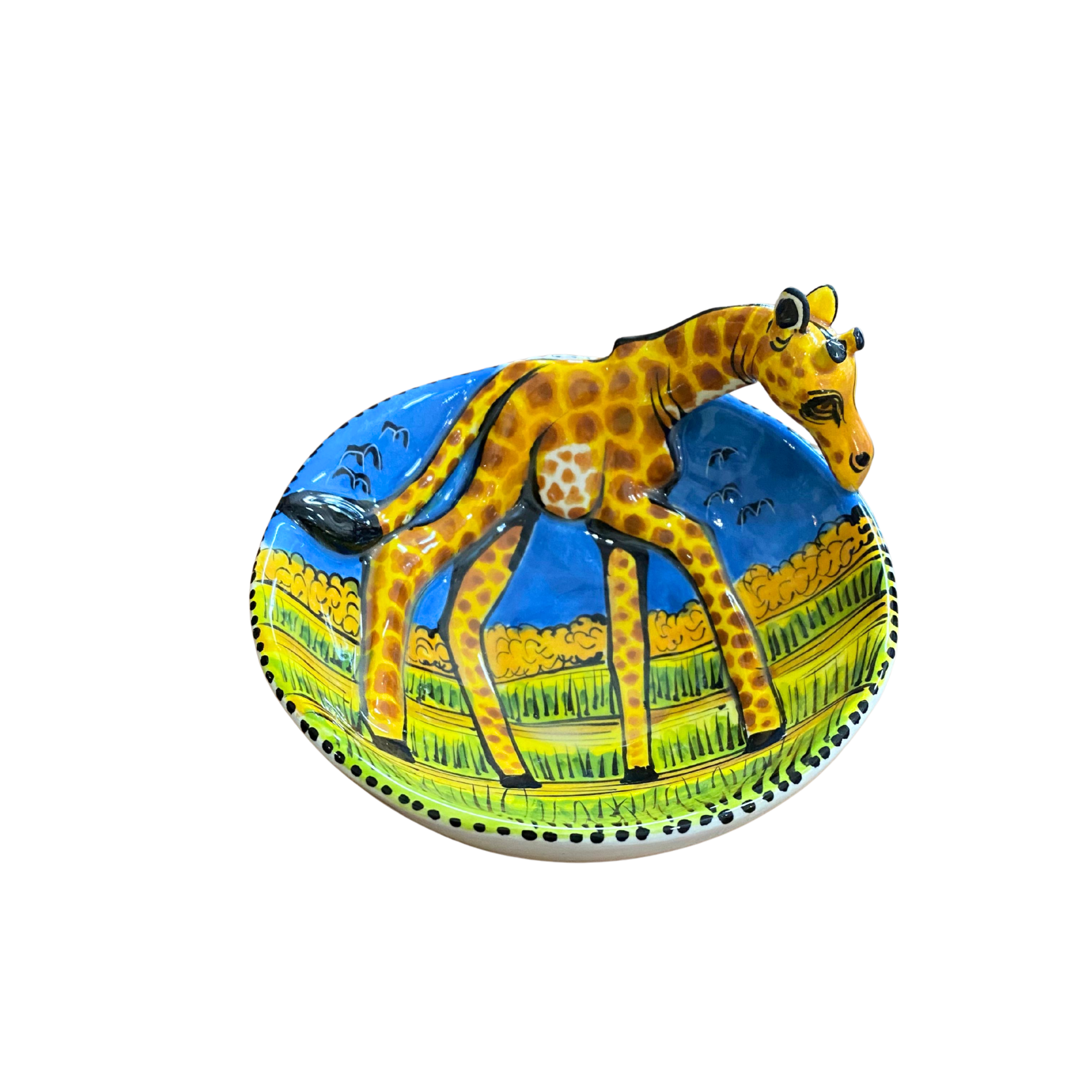 Round 3D Ceramic Teabag Holder (Giraffe)