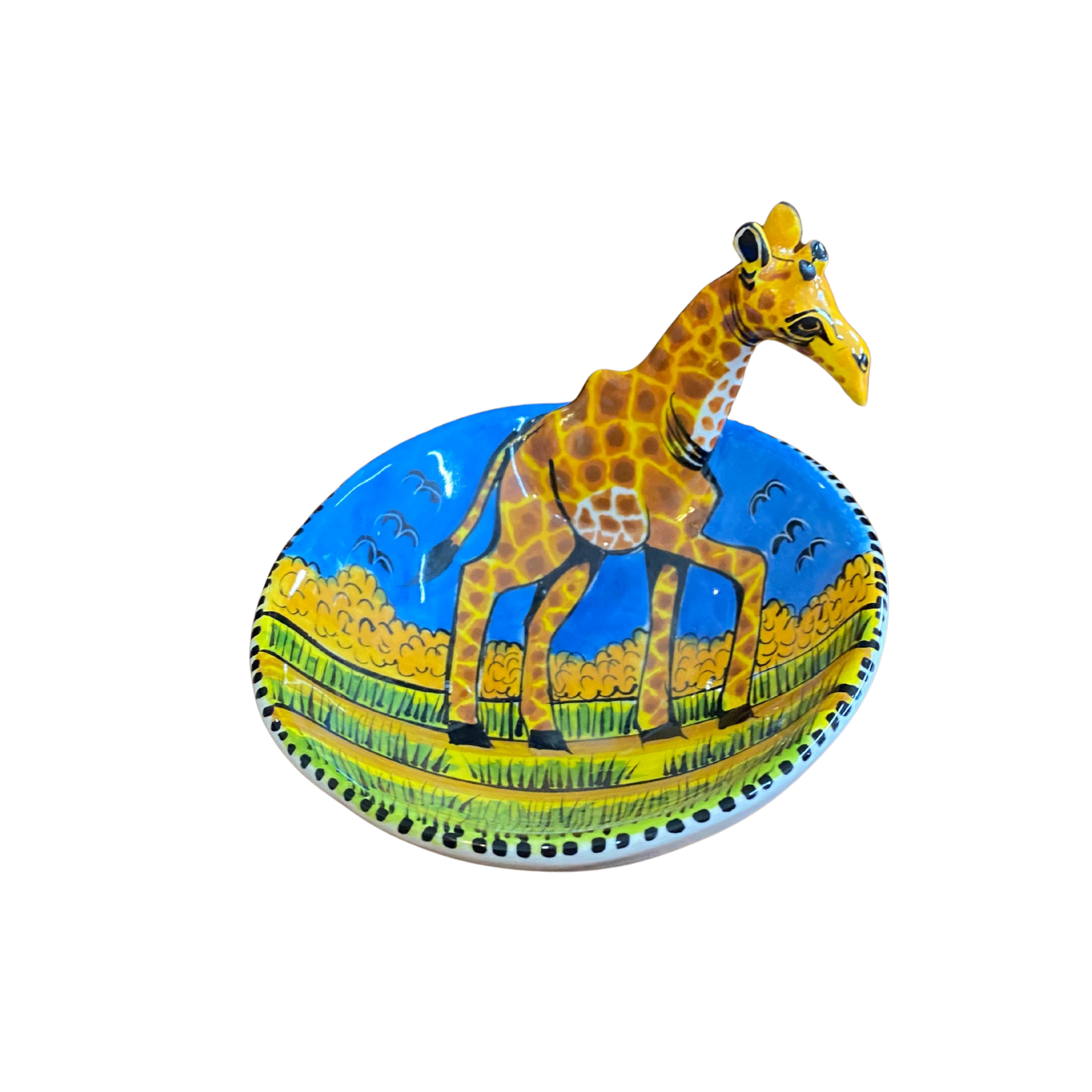 Round 3D Ceramic Teabag Holder (Giraffe)