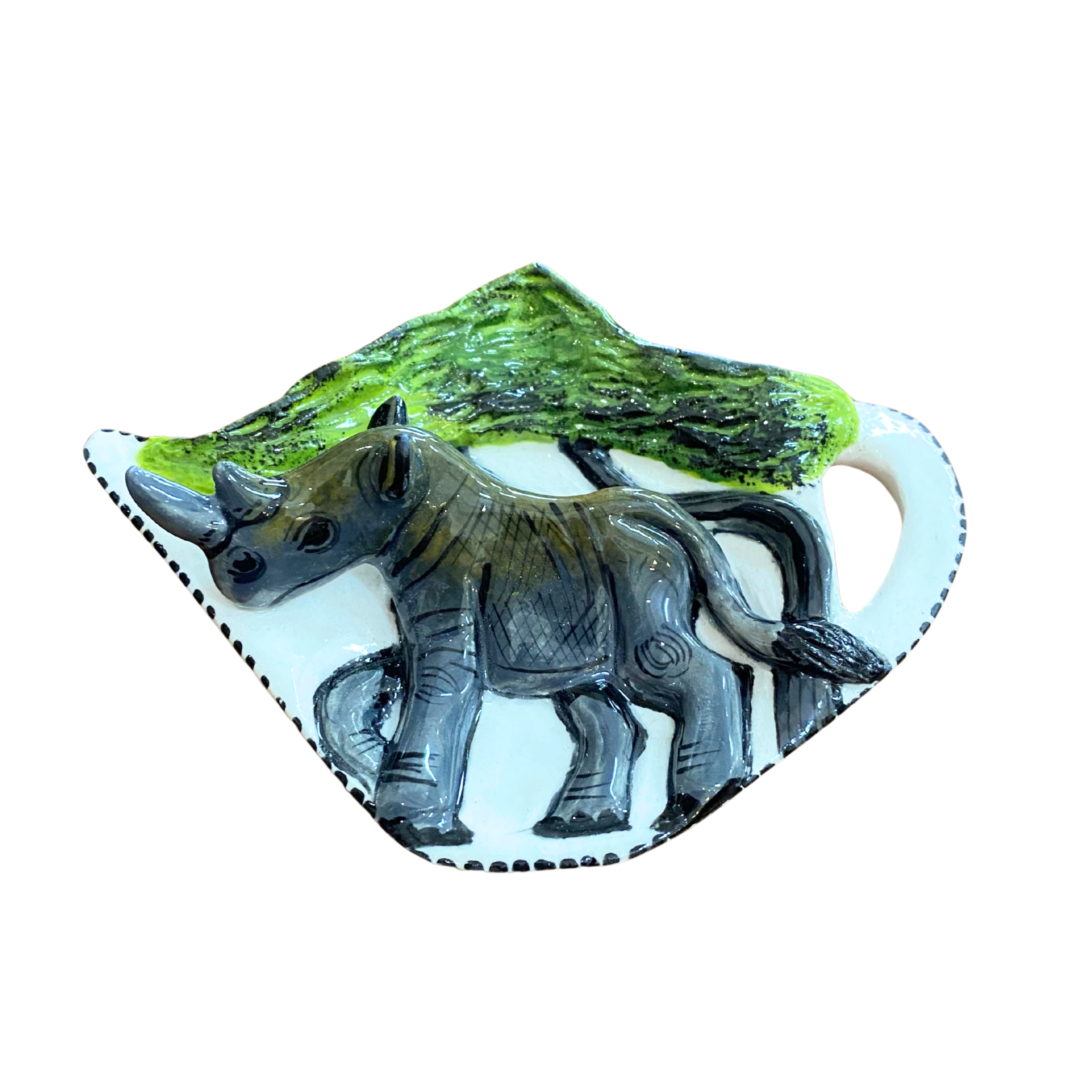Ceramic Rhino Teabag Holder