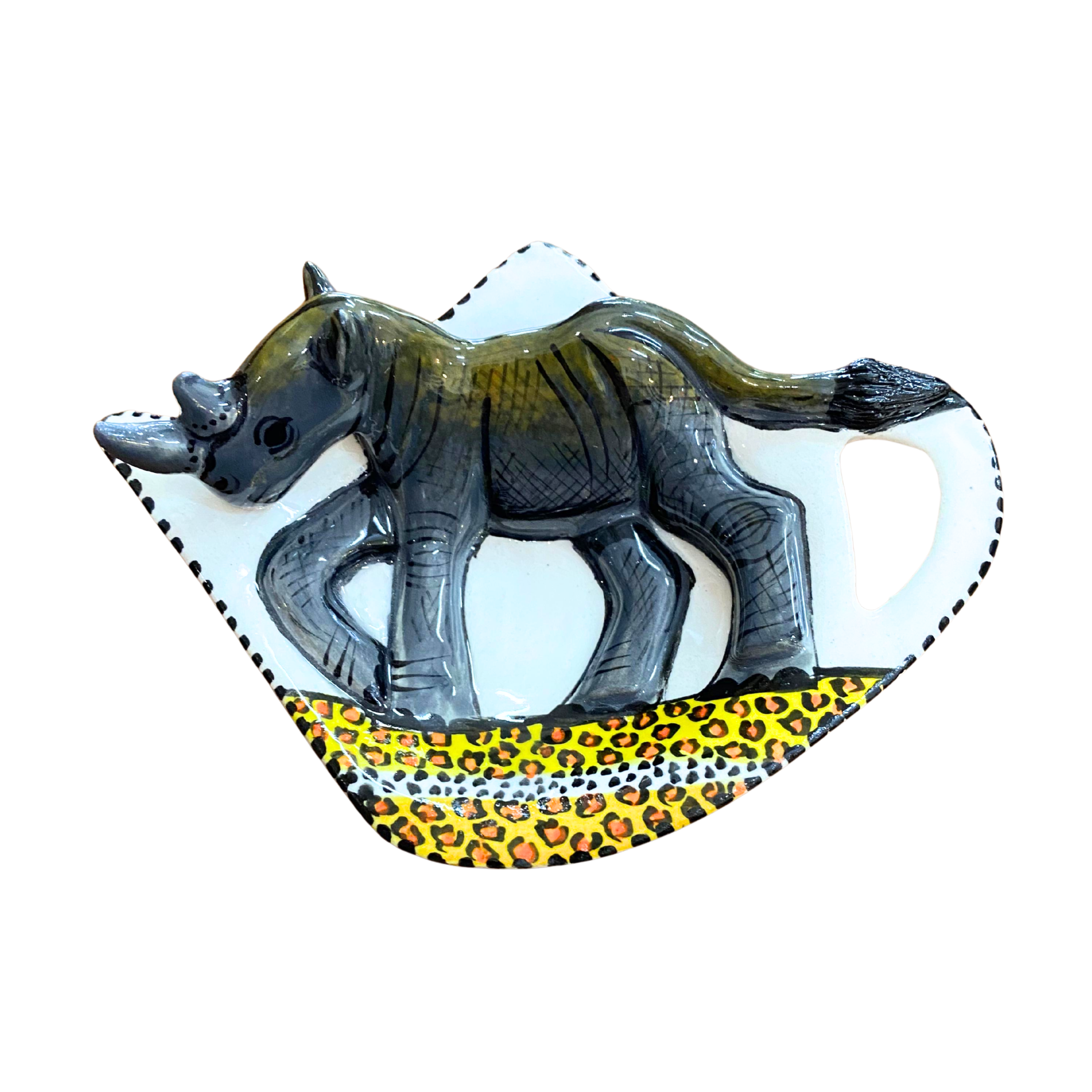 Ceramic Rhino Teabag Holder