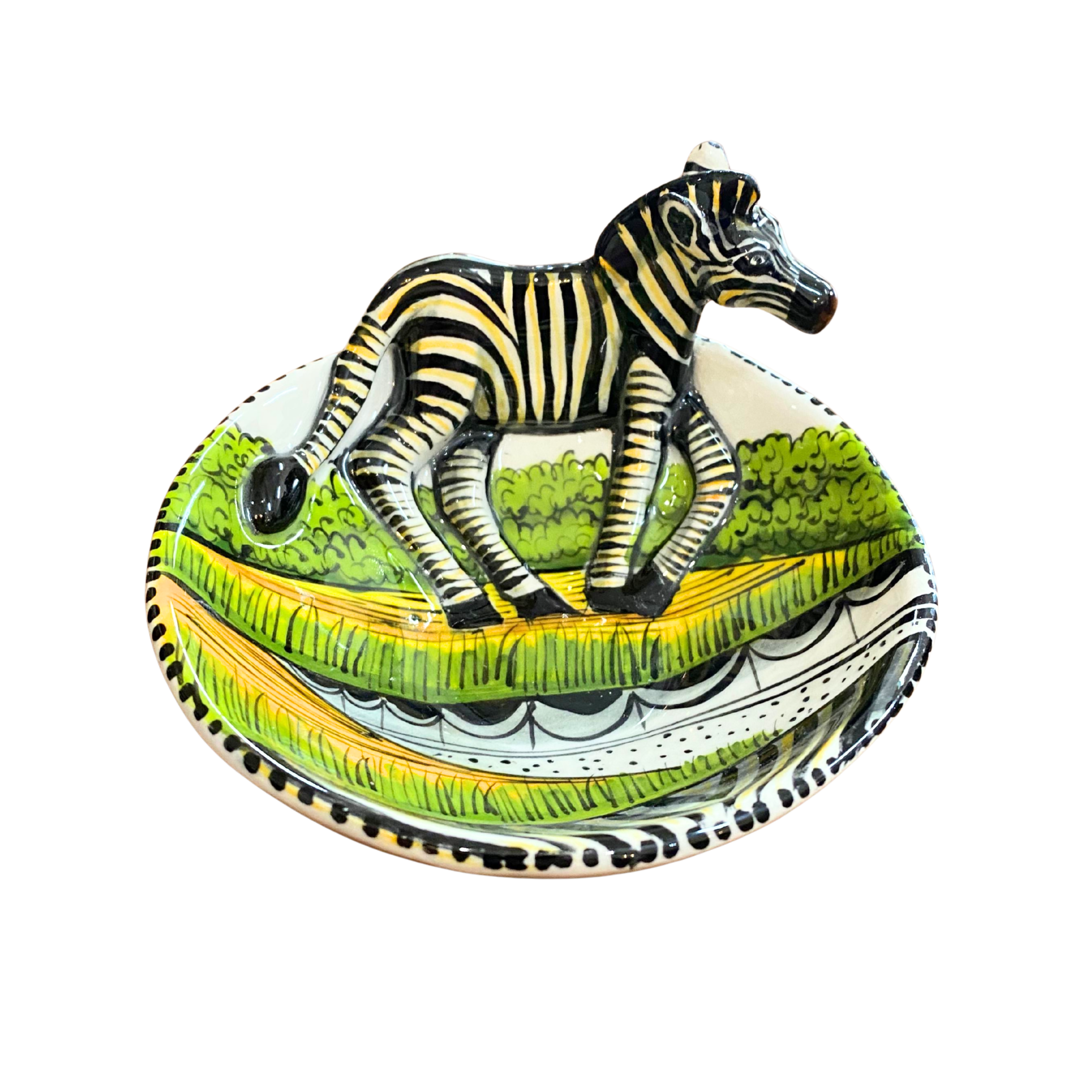 Round 3D Ceramic Teabag Holder (Zebra)