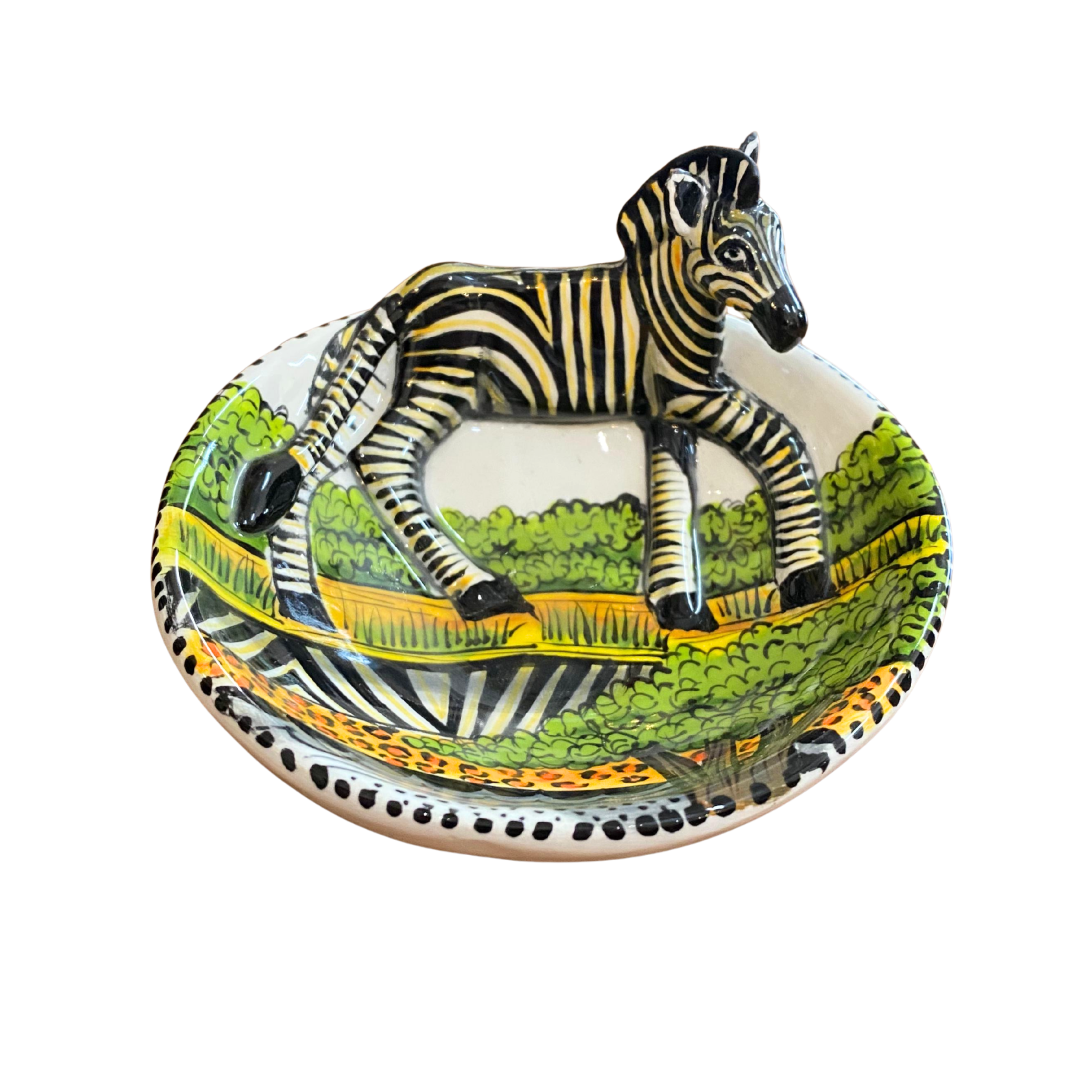 Round 3D Ceramic Teabag Holder (Zebra)