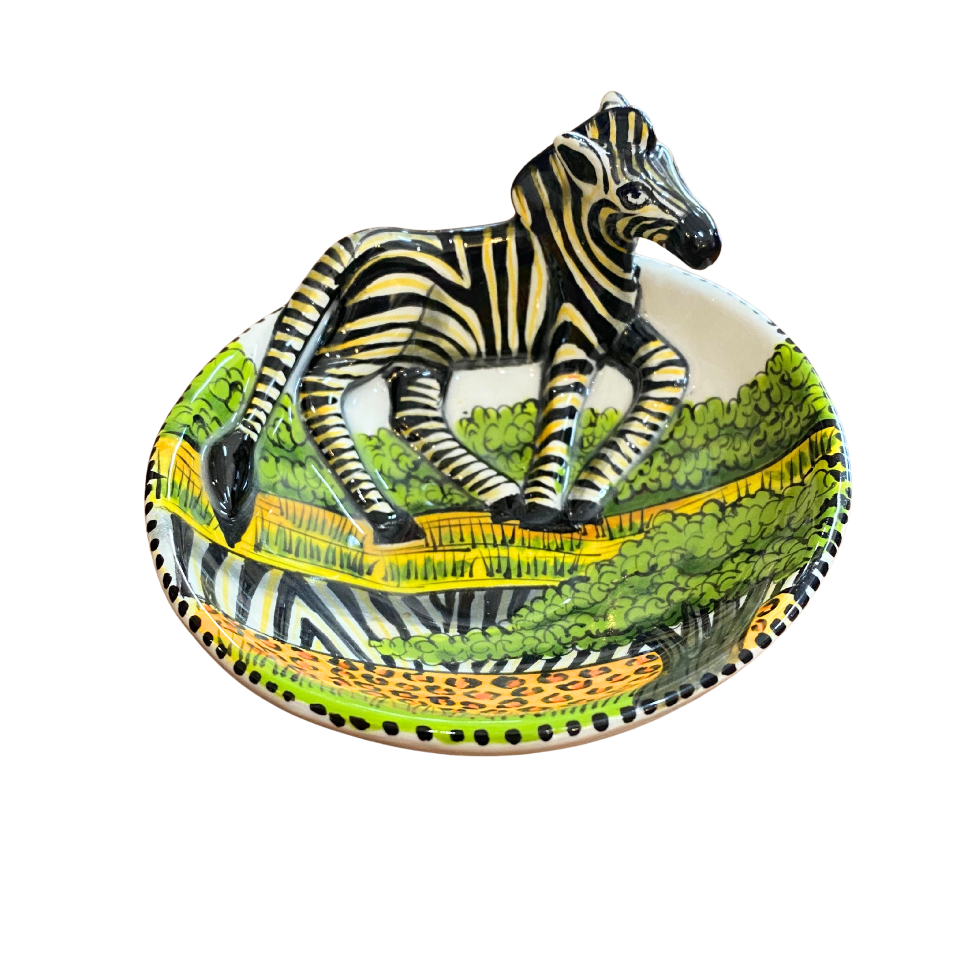 Round 3D Ceramic Teabag Holder (Zebra)