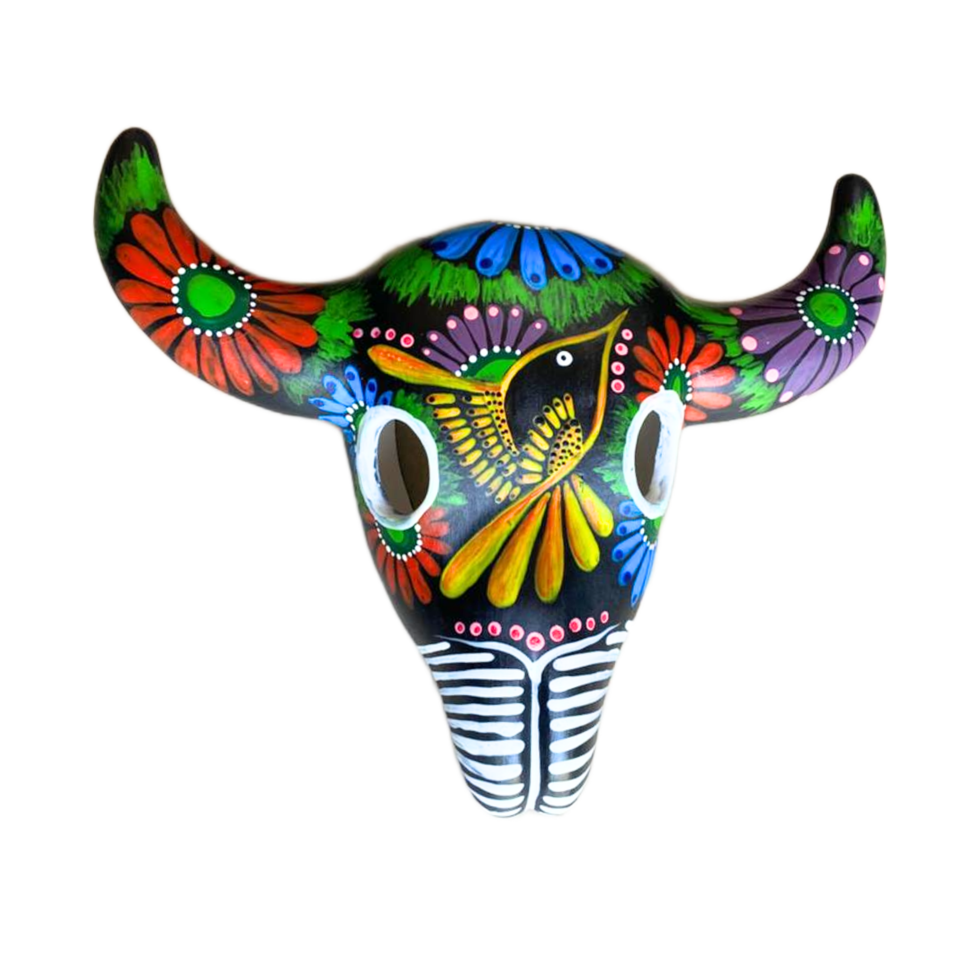 Colourful Painted Ceramic Skulls (Floral With Birds)