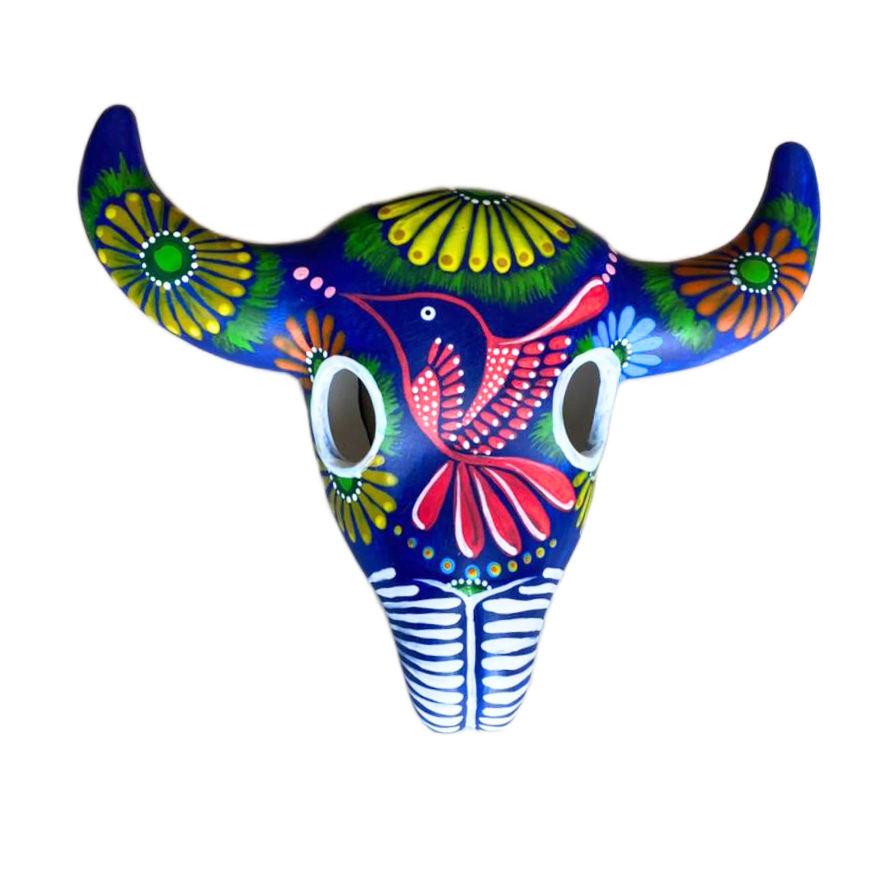 Colourful Painted Ceramic Skulls (Floral With Birds)