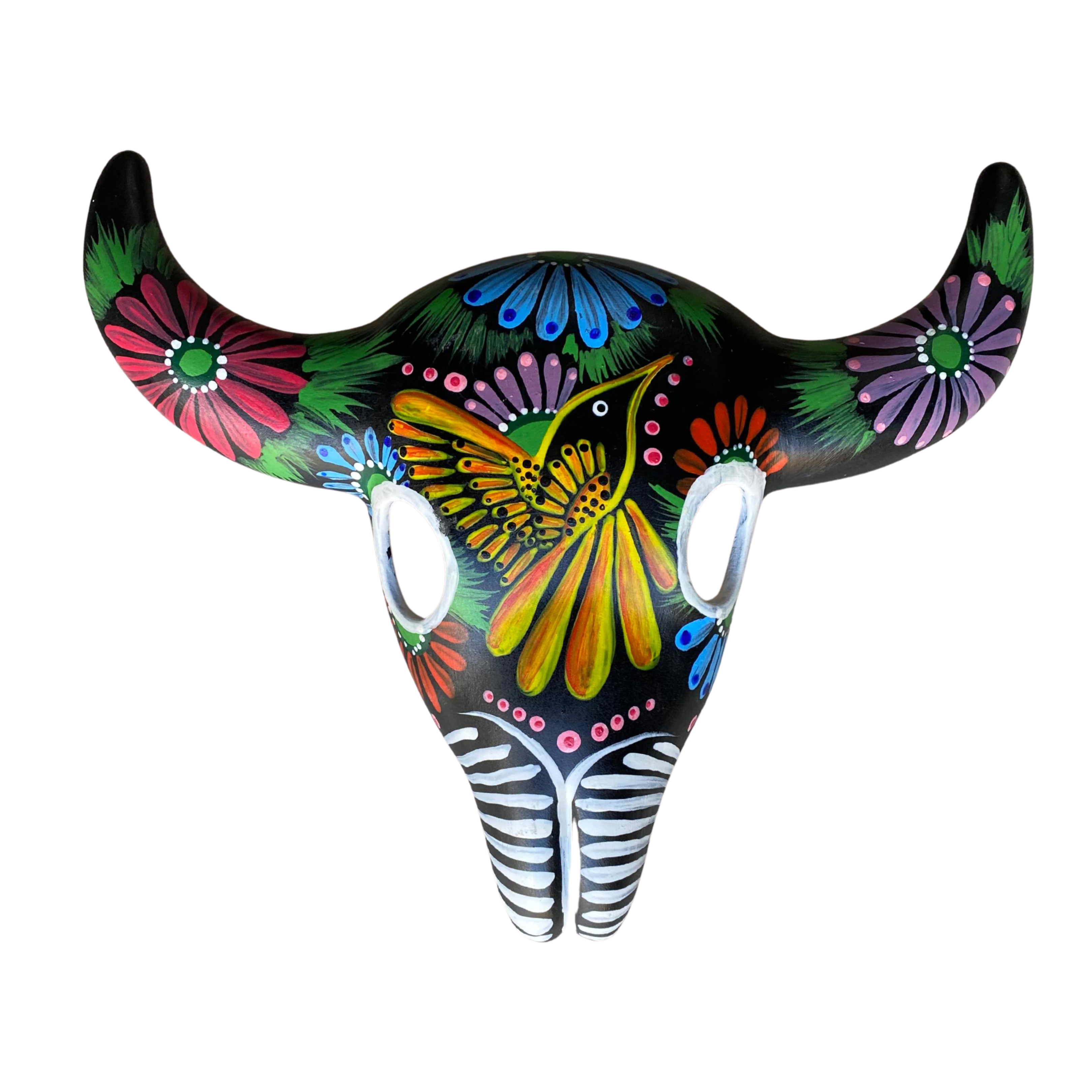 Colourful Painted Ceramic Skulls (Floral With Birds)