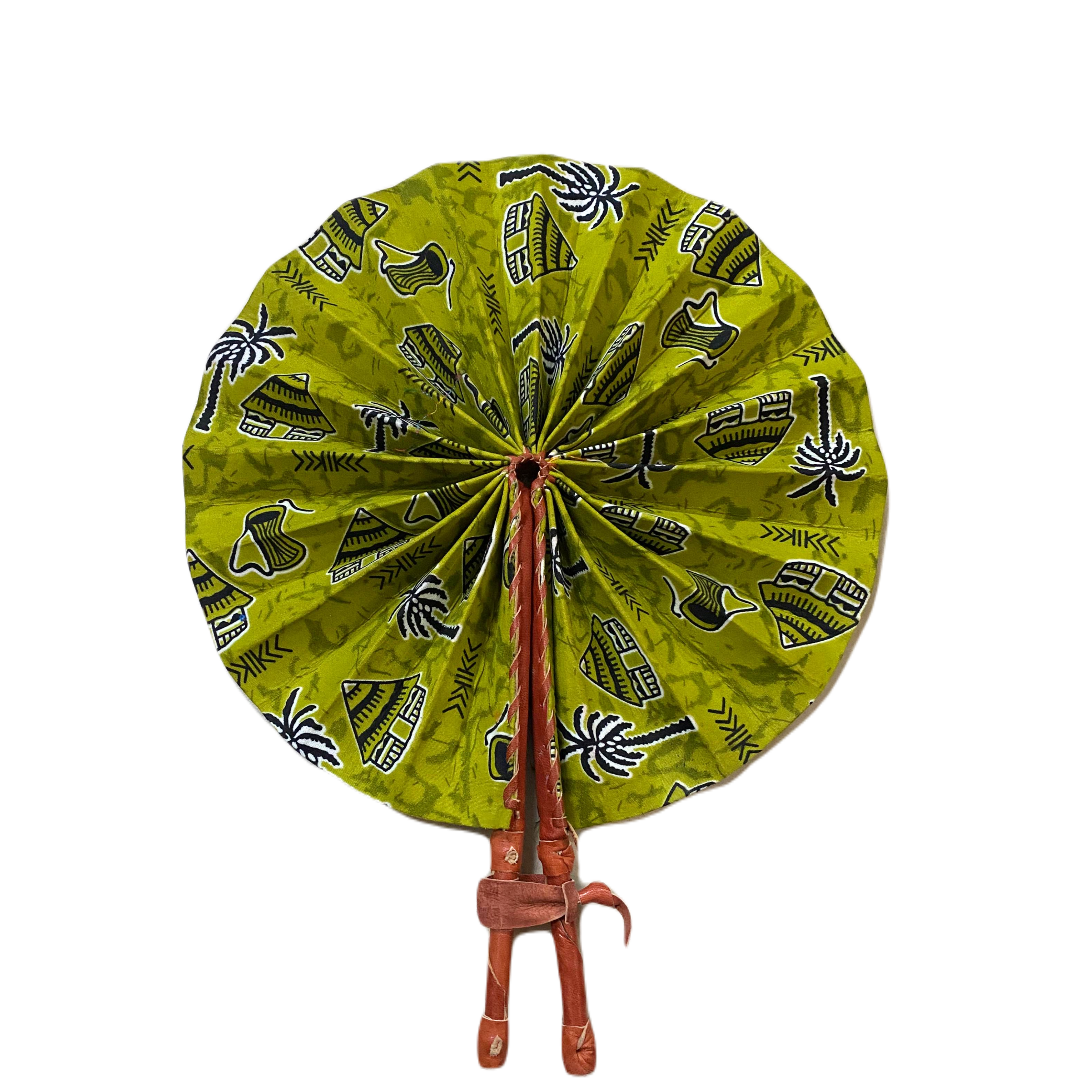 Fold Up African Leather Fans