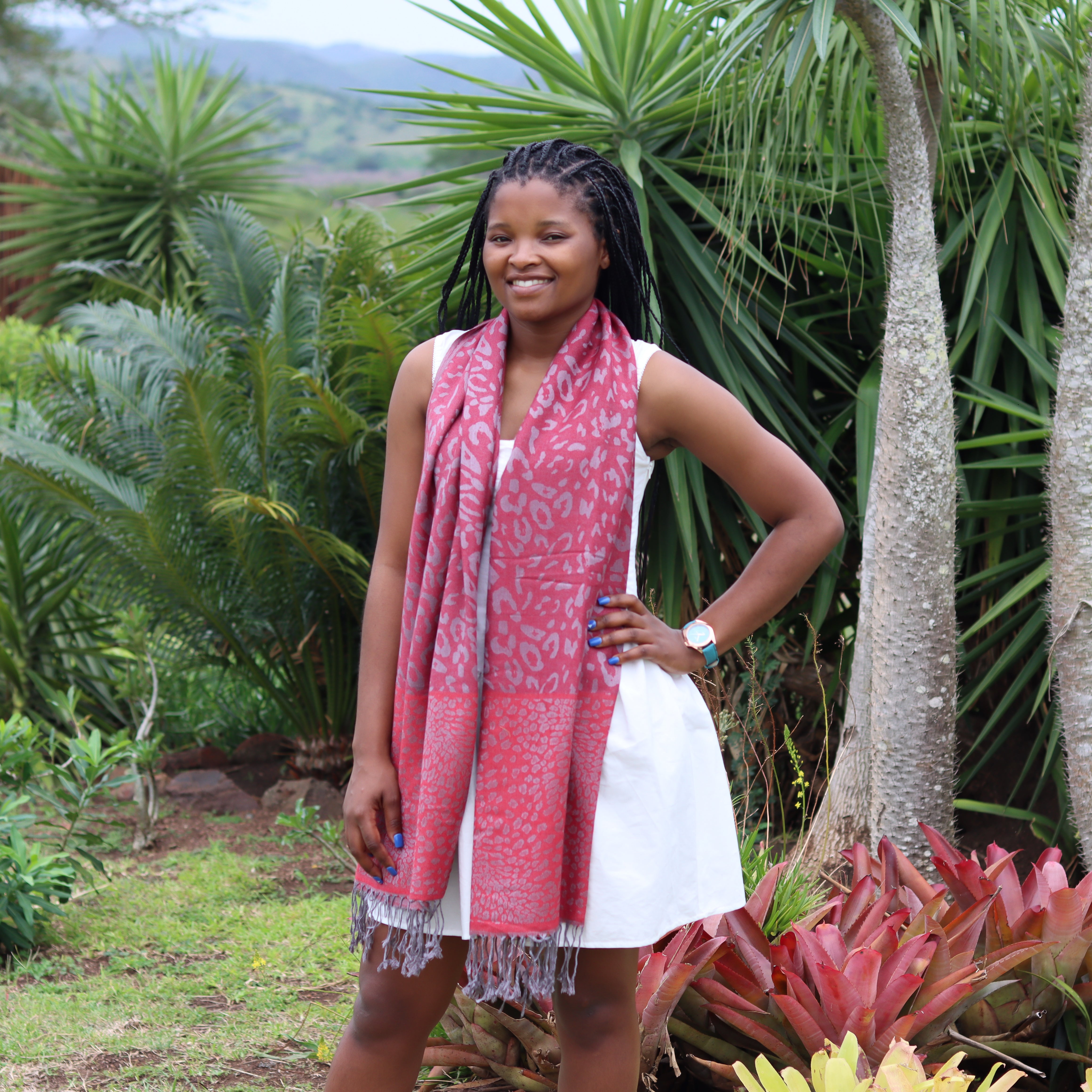 Red Leopard Print Scarf