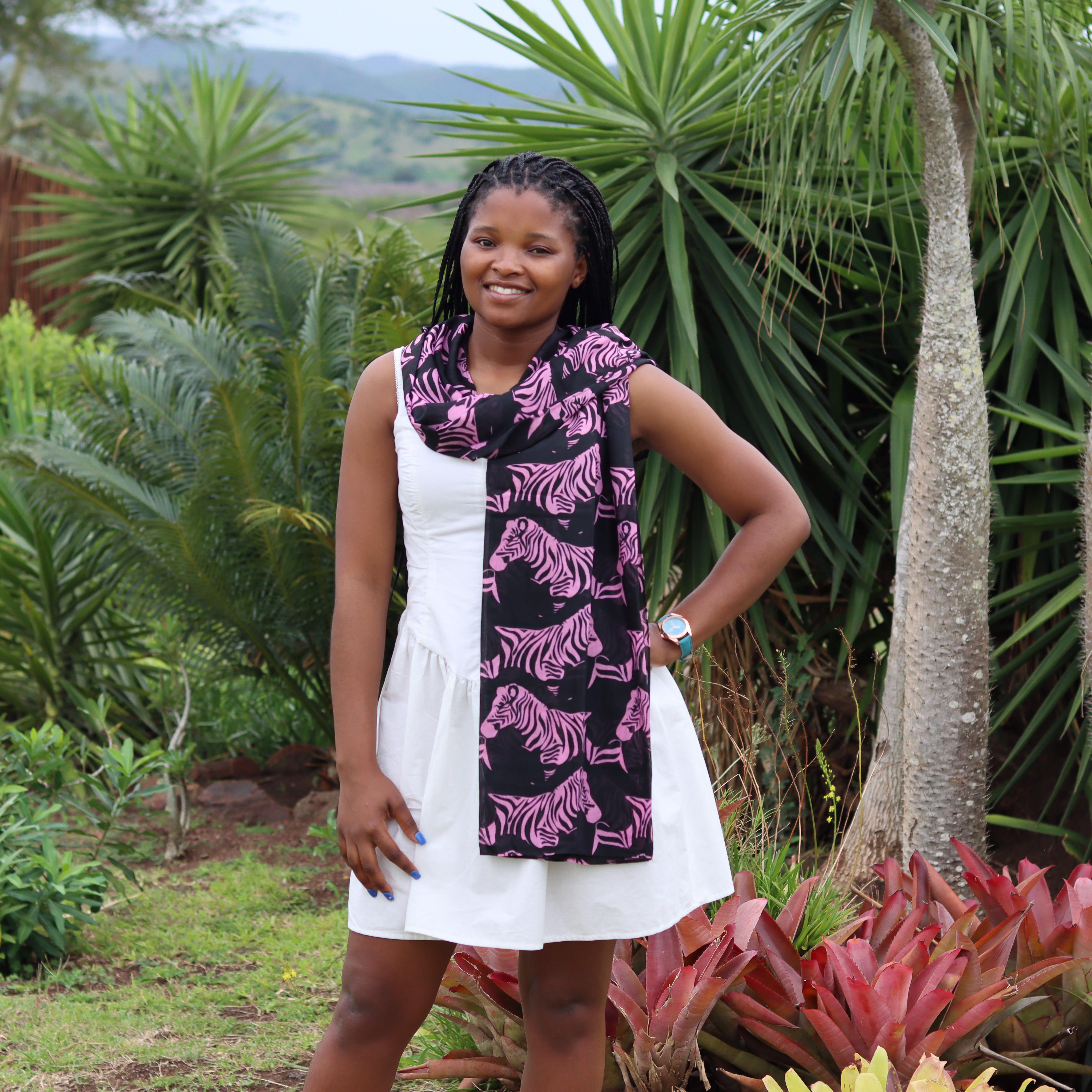 Black & Pink Zebra Scarf