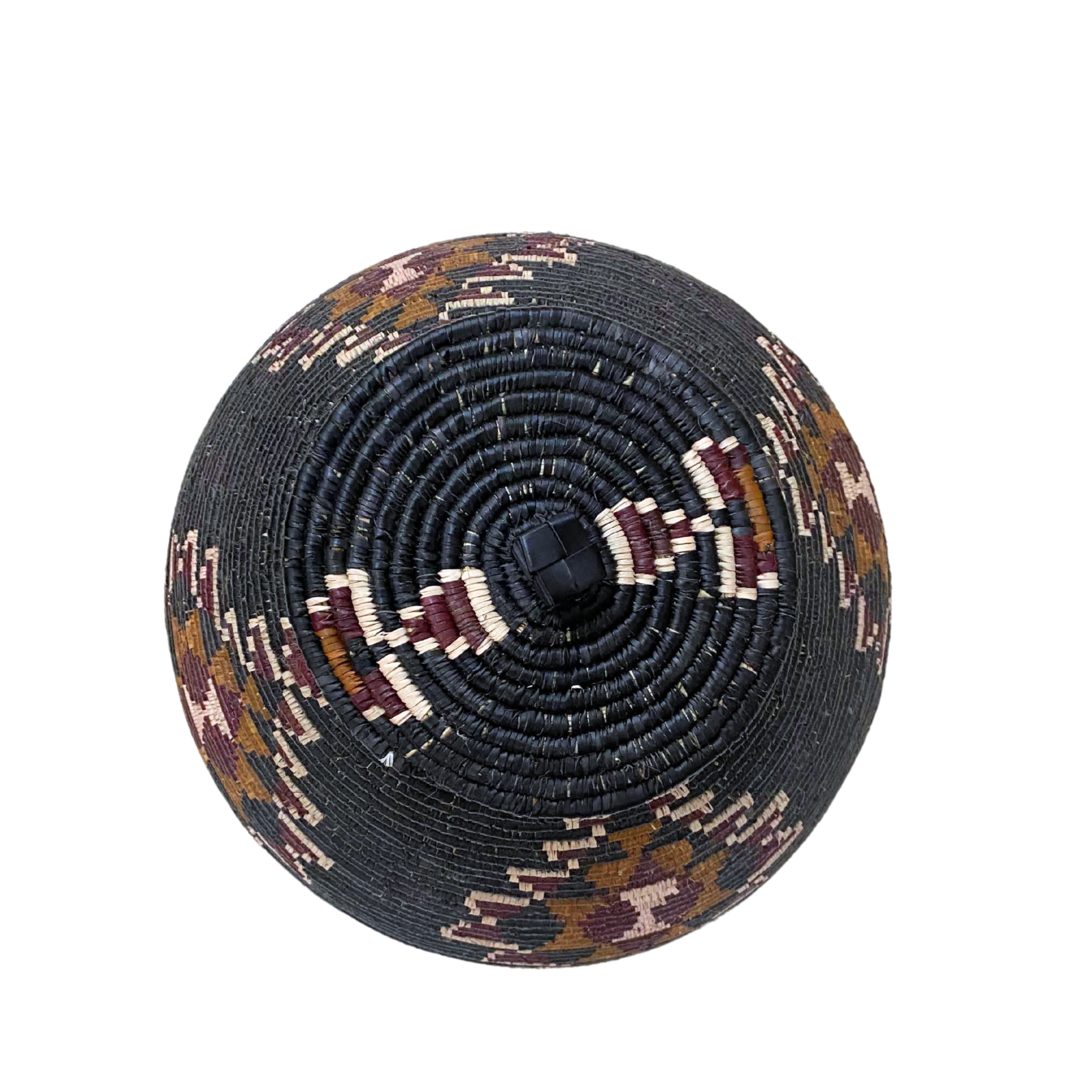 Hand Woven Zulu Reed Basket - Pumalele (Cream, Black, Brown & Red)