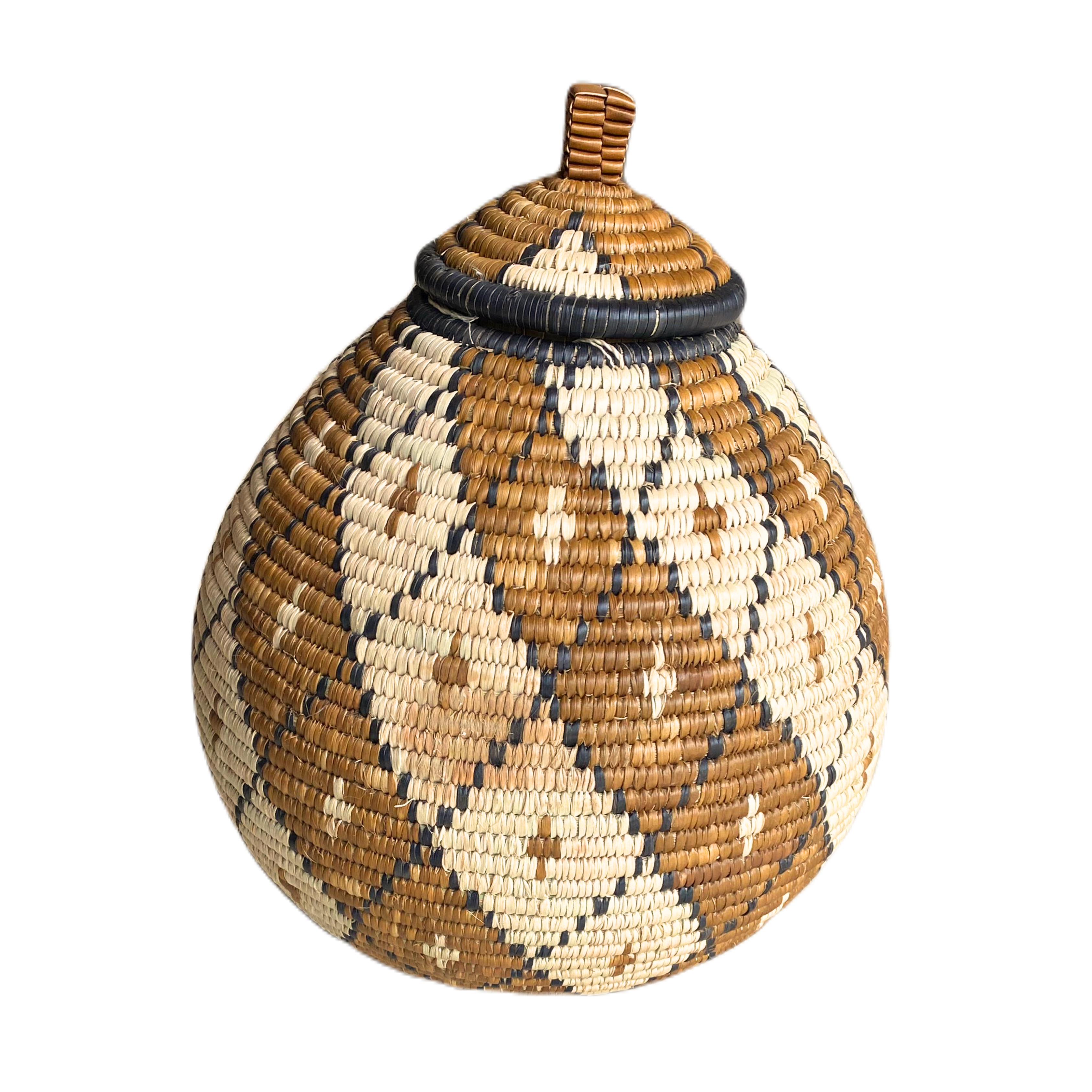 Small Hand Woven Fat Zulu Basket - Ida