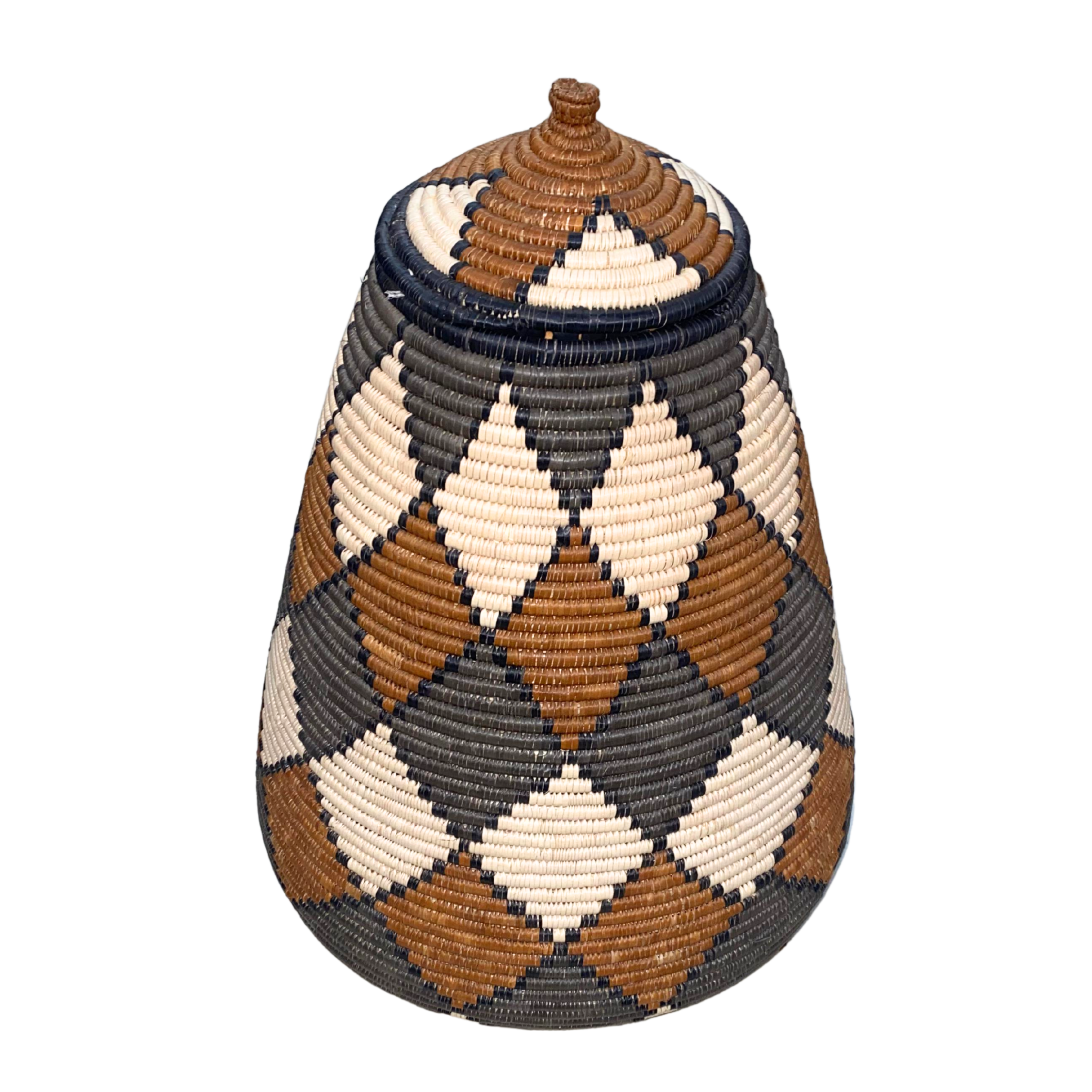 Hand Woven Zulu Reed Basket (Grey & Brown)