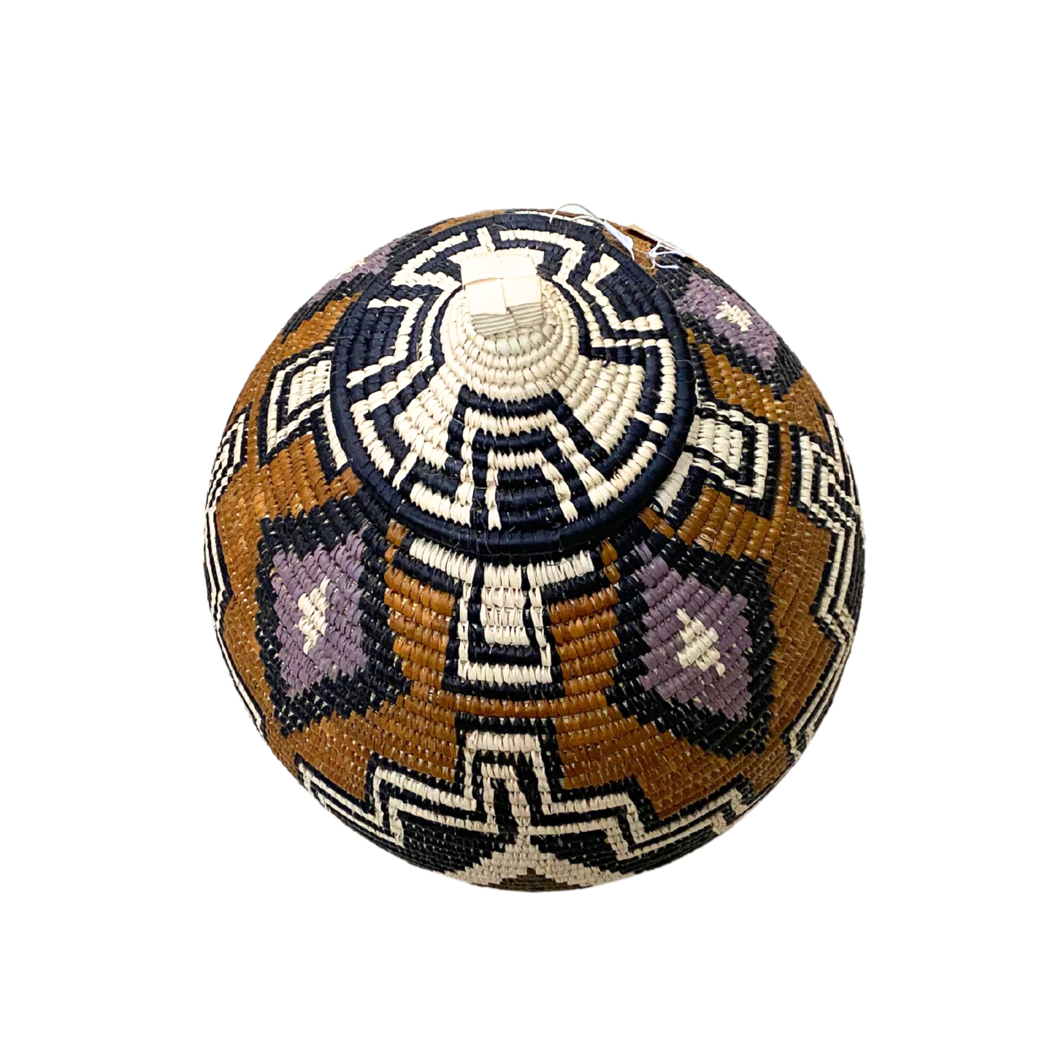 Hand Woven Marriage Shield Basket - Rose (Cream, Black, Brown & Purple)