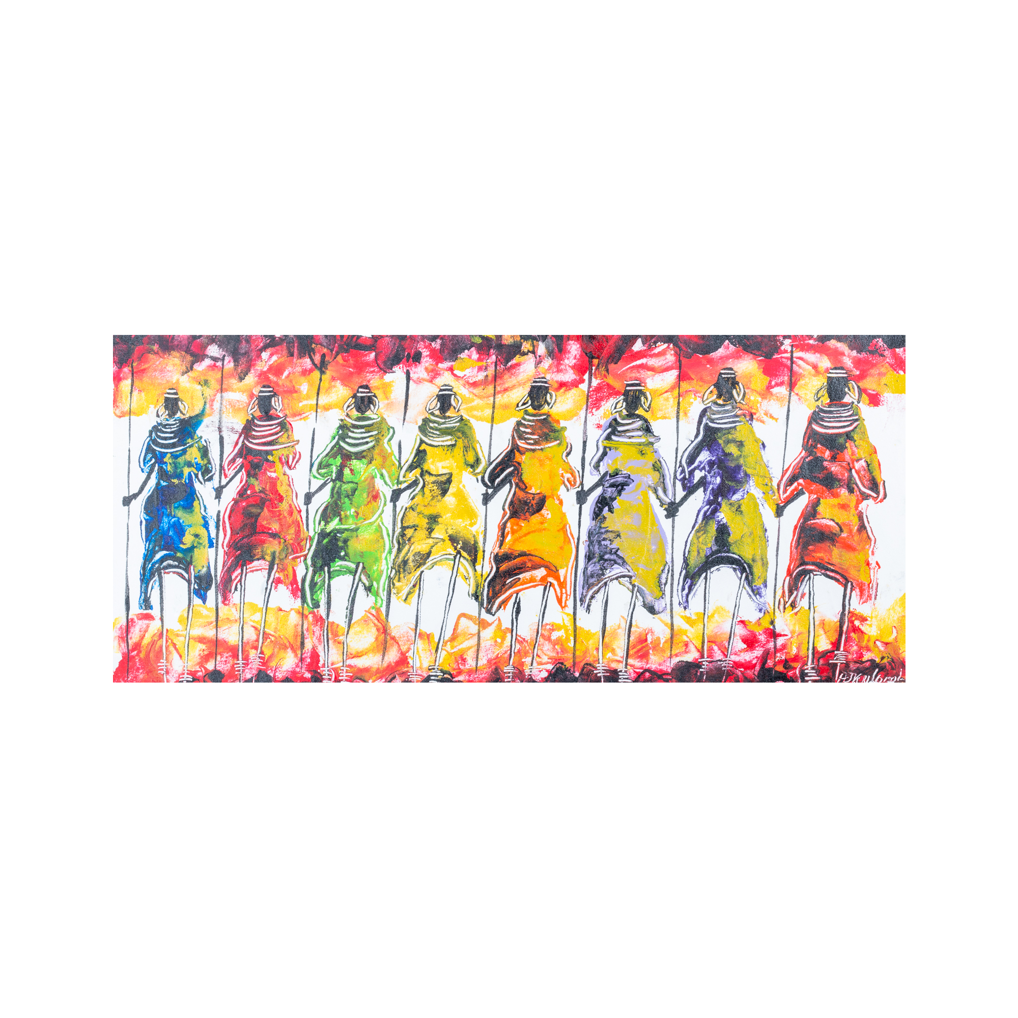 Large Tribal Unity in Colour Canvas Painting - By Banda
