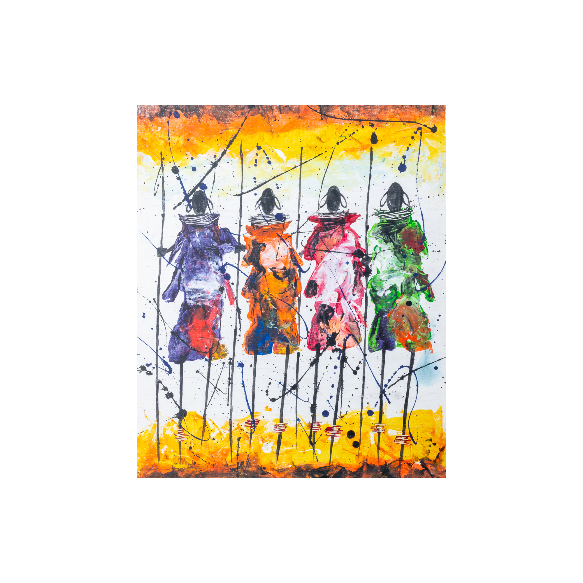 Medium Tribal Unity in Colour Canvas Painting - By Banda