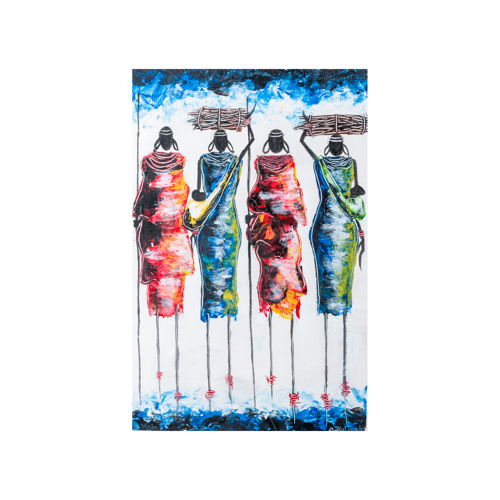 Medium Tribal Unity in Colour Canvas Painting - By Banda