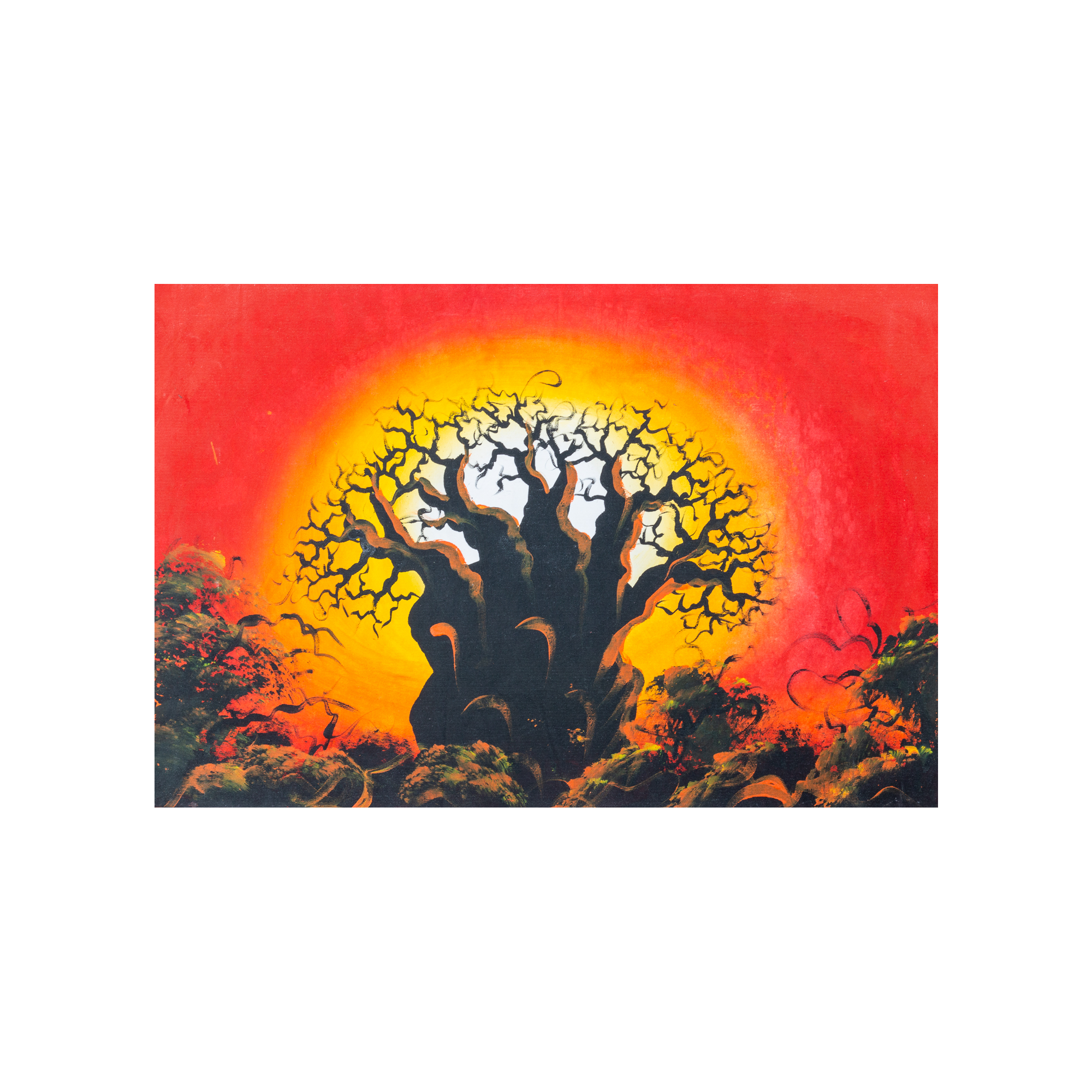 Small Baobab Sunrise Canvas Painting - By Banda