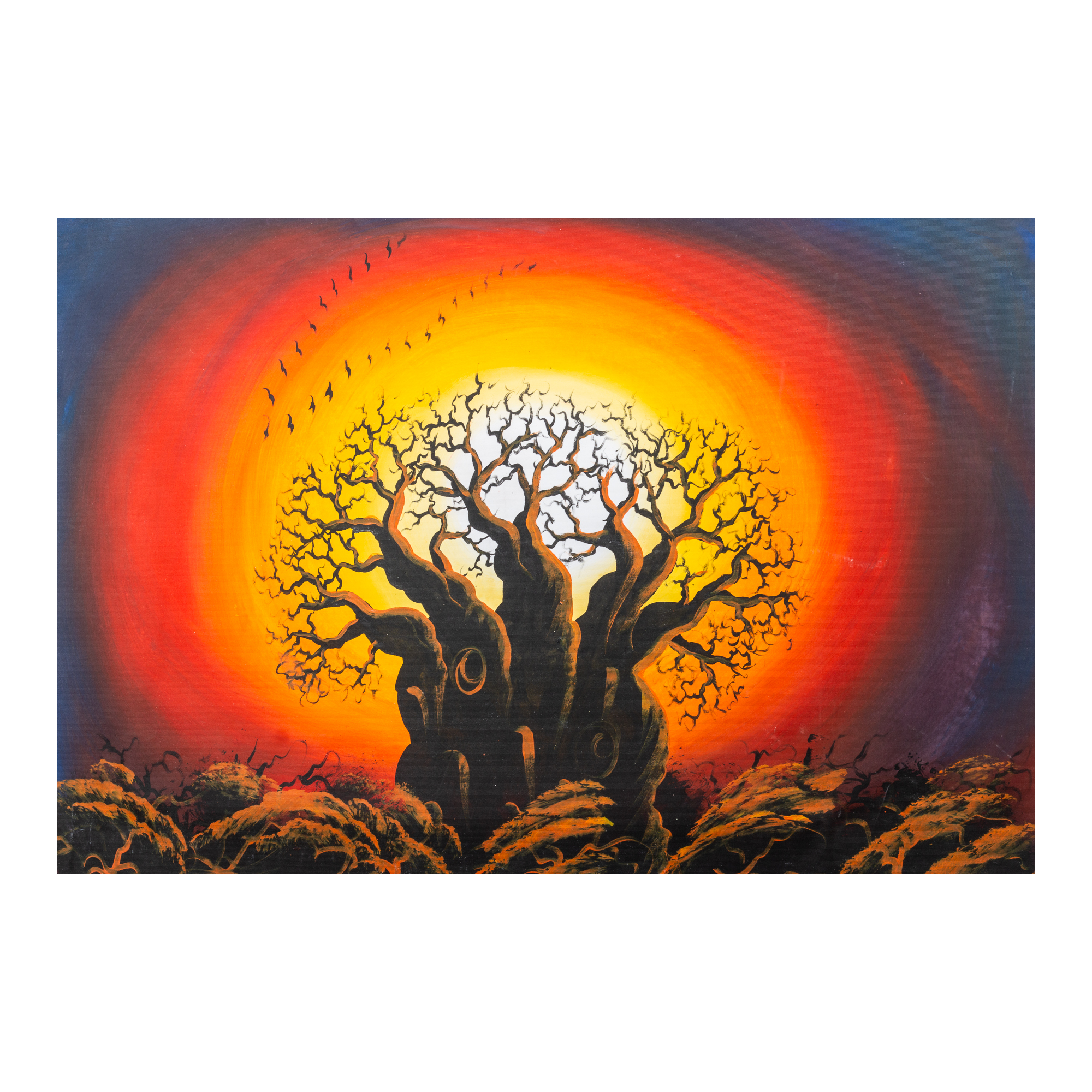 Large Baobab Sunset Canvas Painting - By Banda
