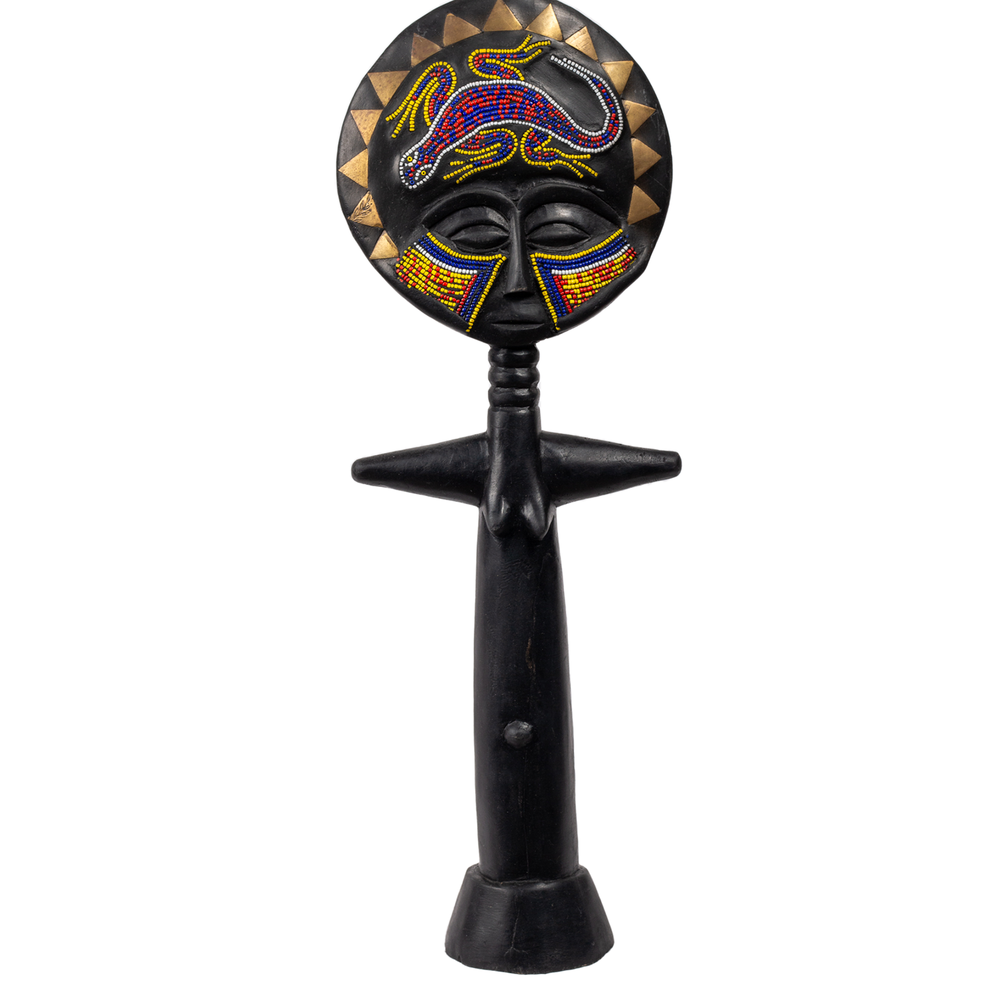 Medium Woodcarved Beaded Ashanti Fertility Queen