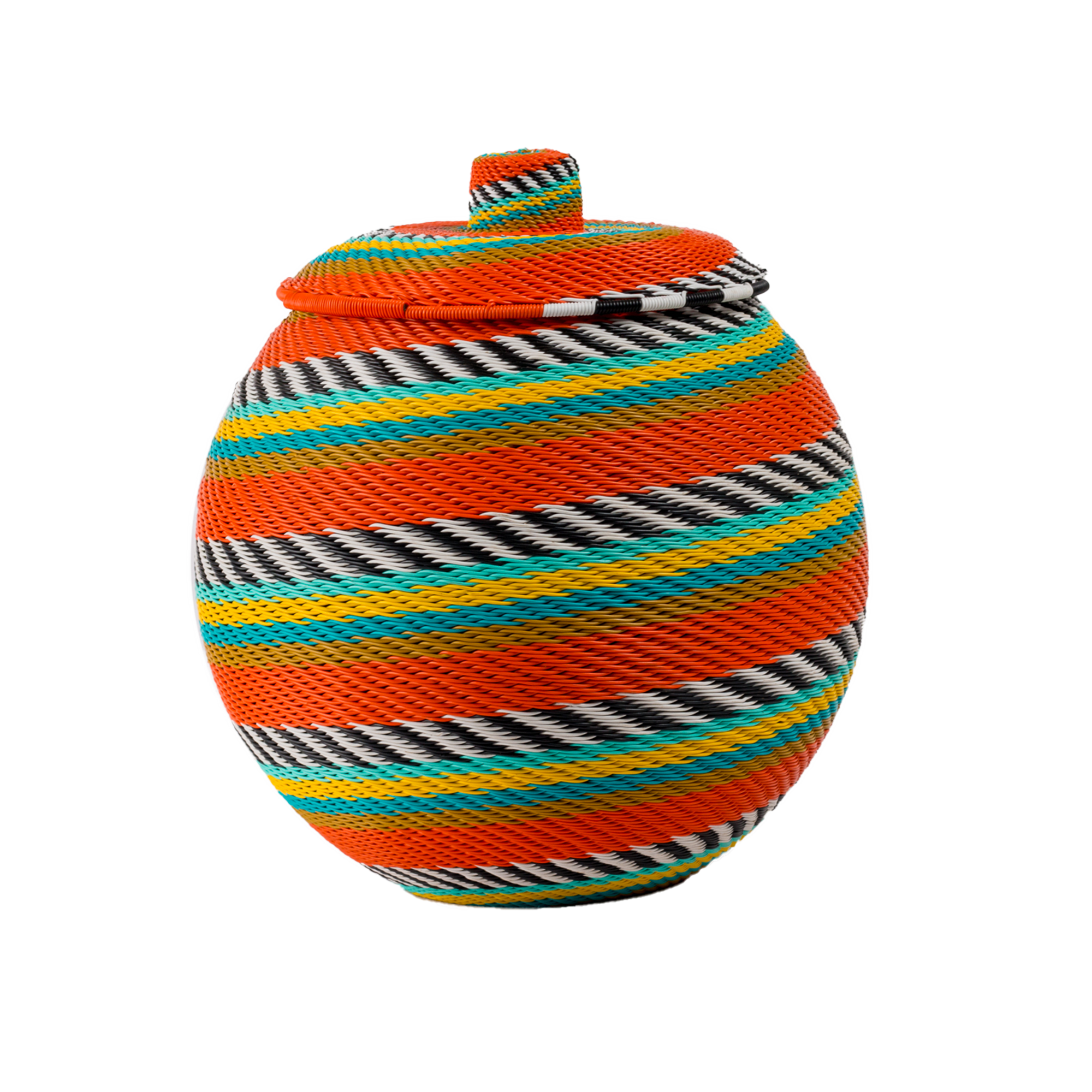 Round Zulu Telephone Wire Basket With Plastic Inner and Lid