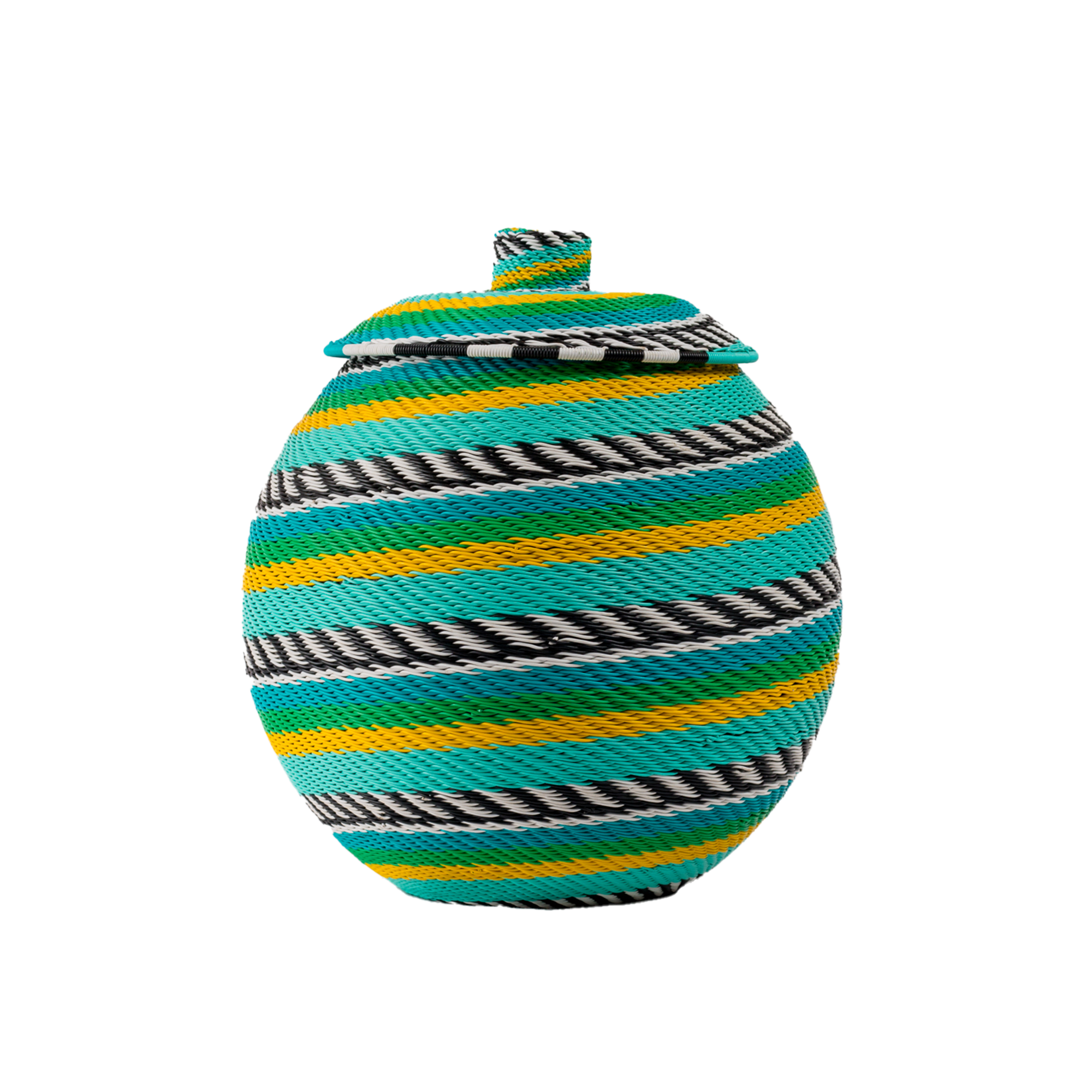 Round Zulu Telephone Wire Basket With Plastic Inner and Lid