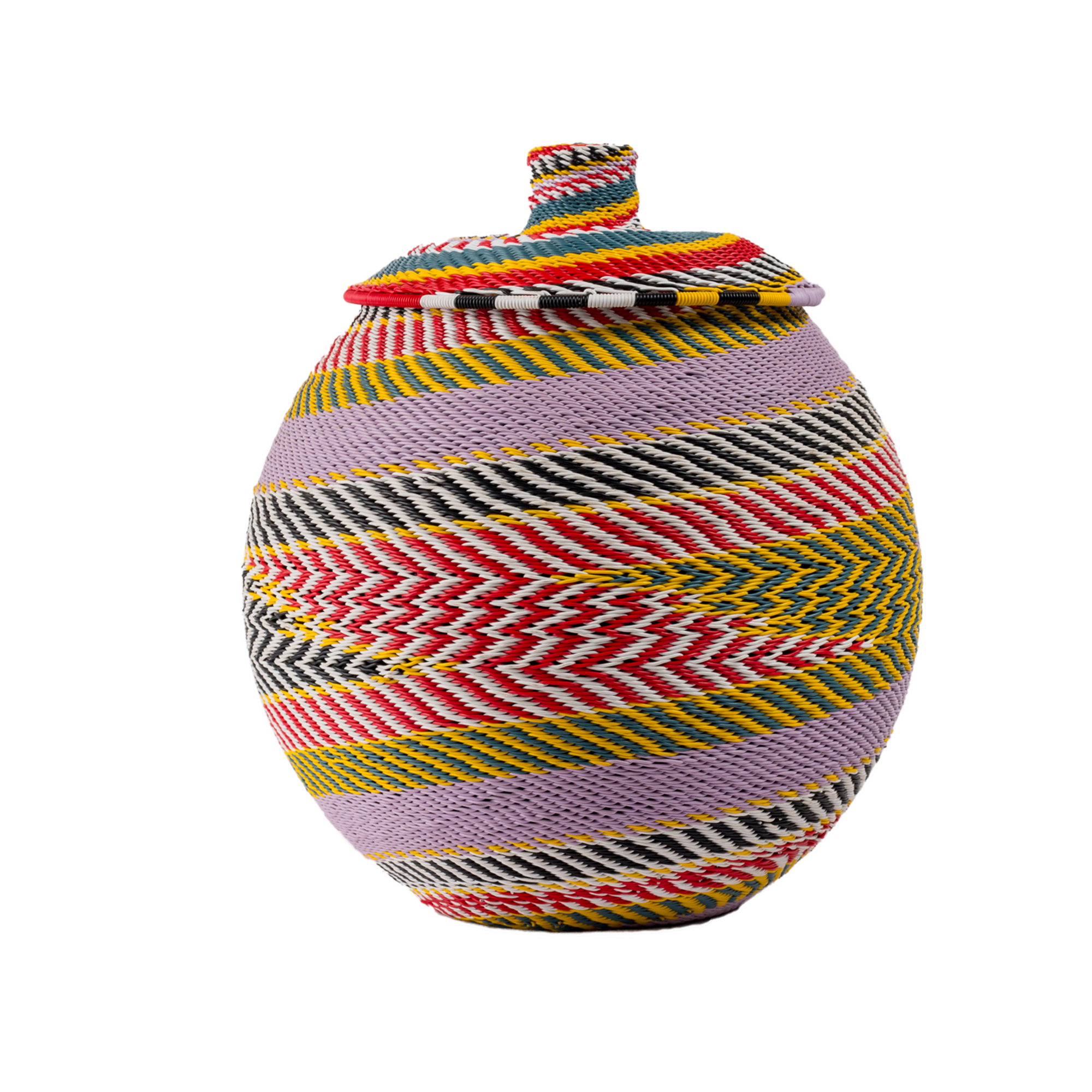 Round Zulu Telephone Wire Basket With Plastic Inner and Lid