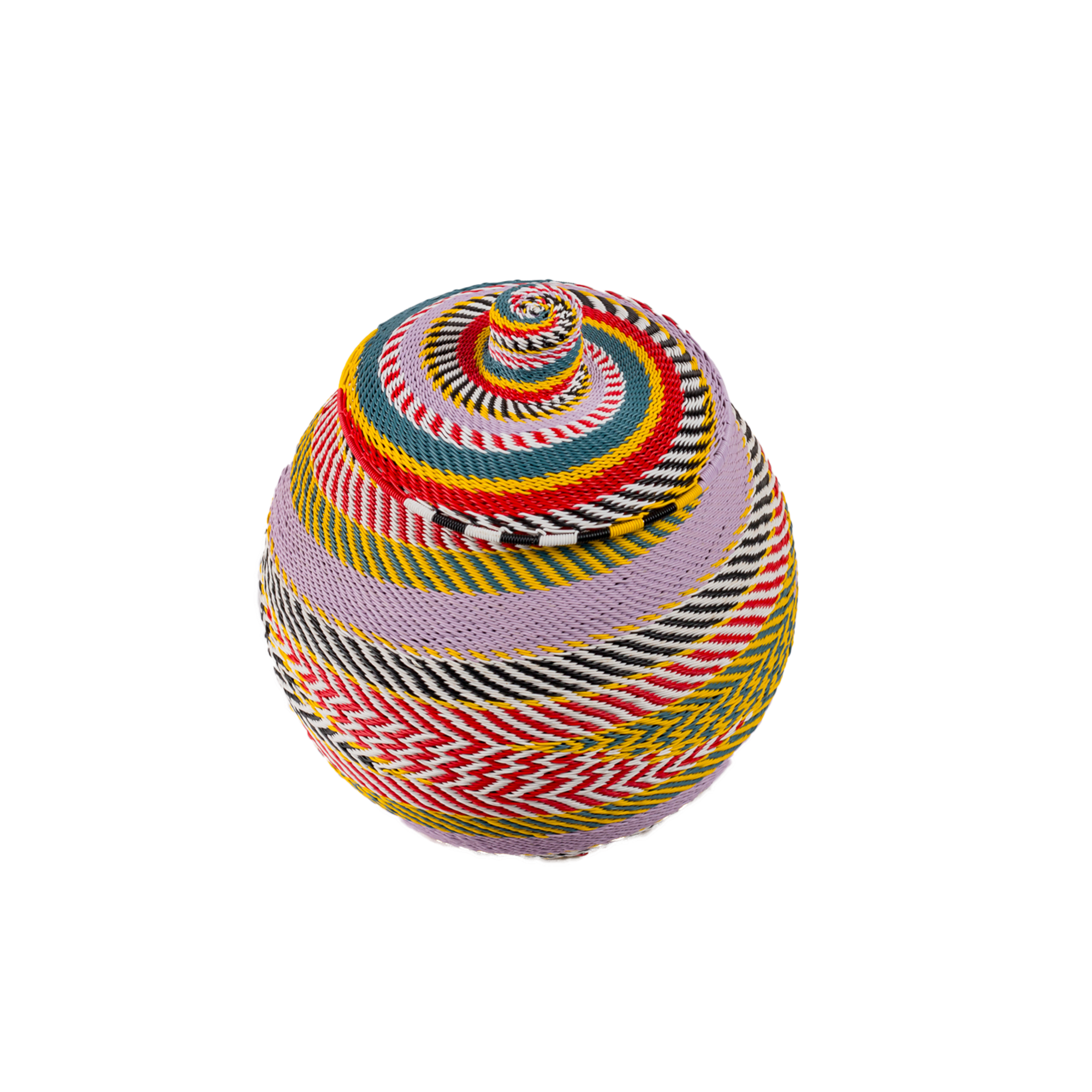 Round Zulu Telephone Wire Basket With Plastic Inner and Lid