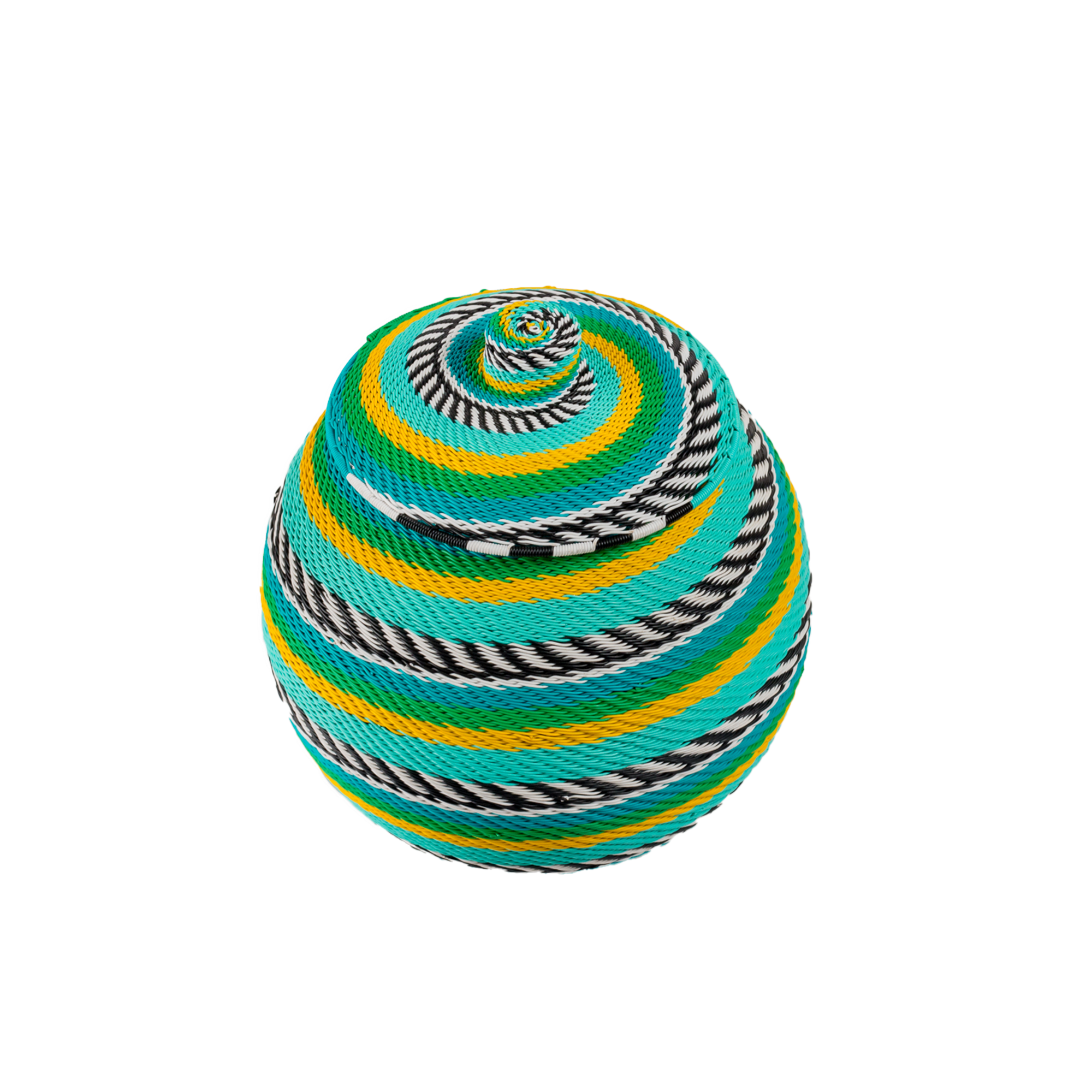 Round Zulu Telephone Wire Basket With Plastic Inner and Lid