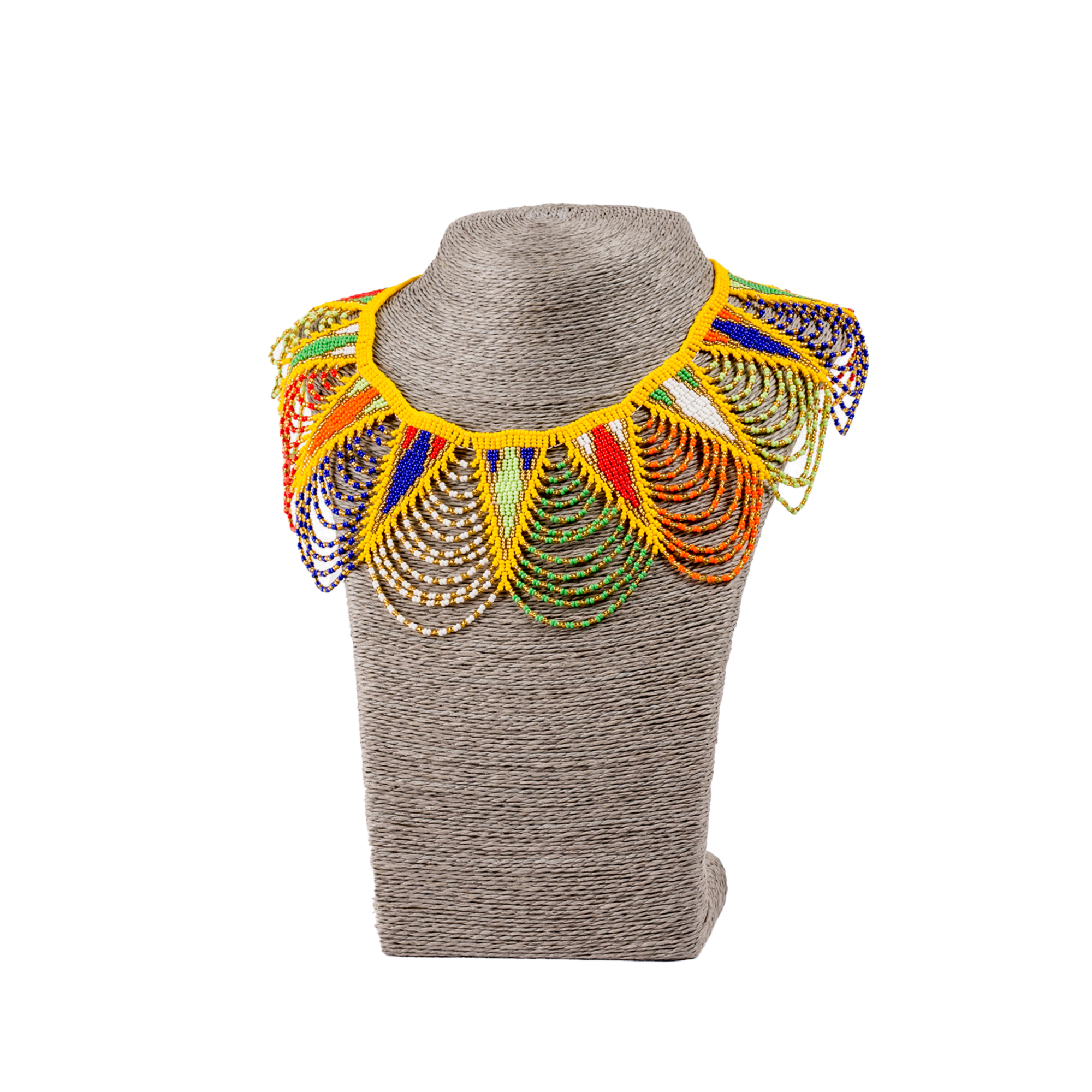 Zulu Hand Beaded Spear Fringe Necklace