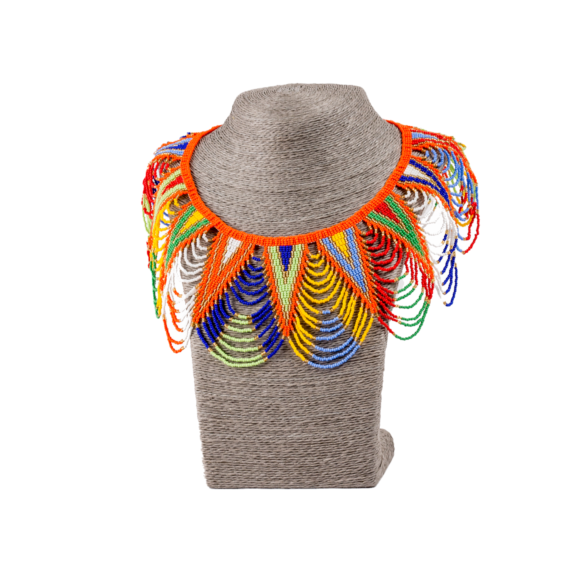 Zulu Hand Beaded Spear Fringe Necklace