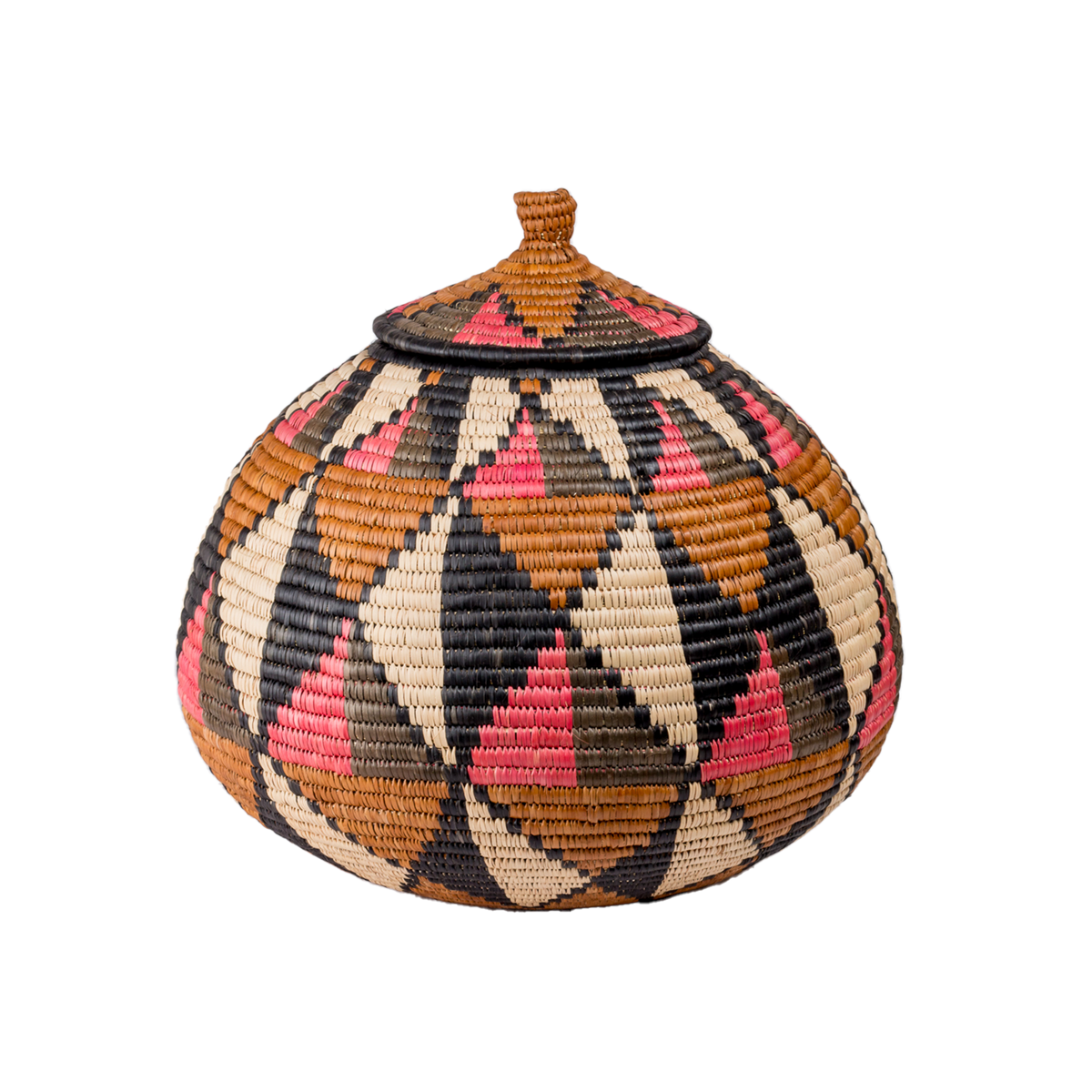 Zulu Hand-Woven Reed Basket - The Round Lady