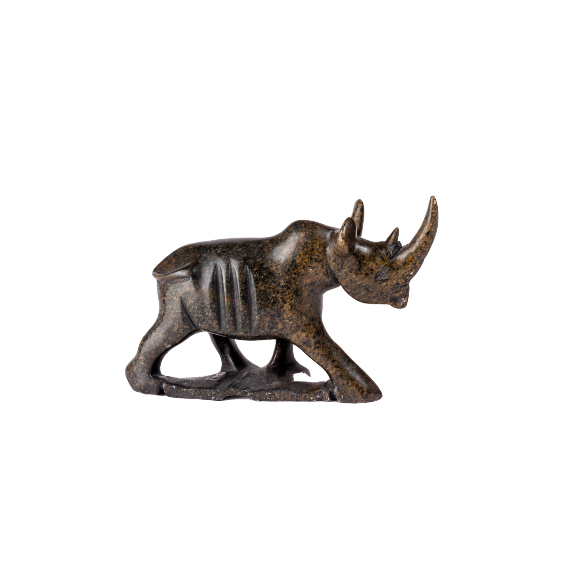 Carved Grey Soapstone Rhino Sculpture