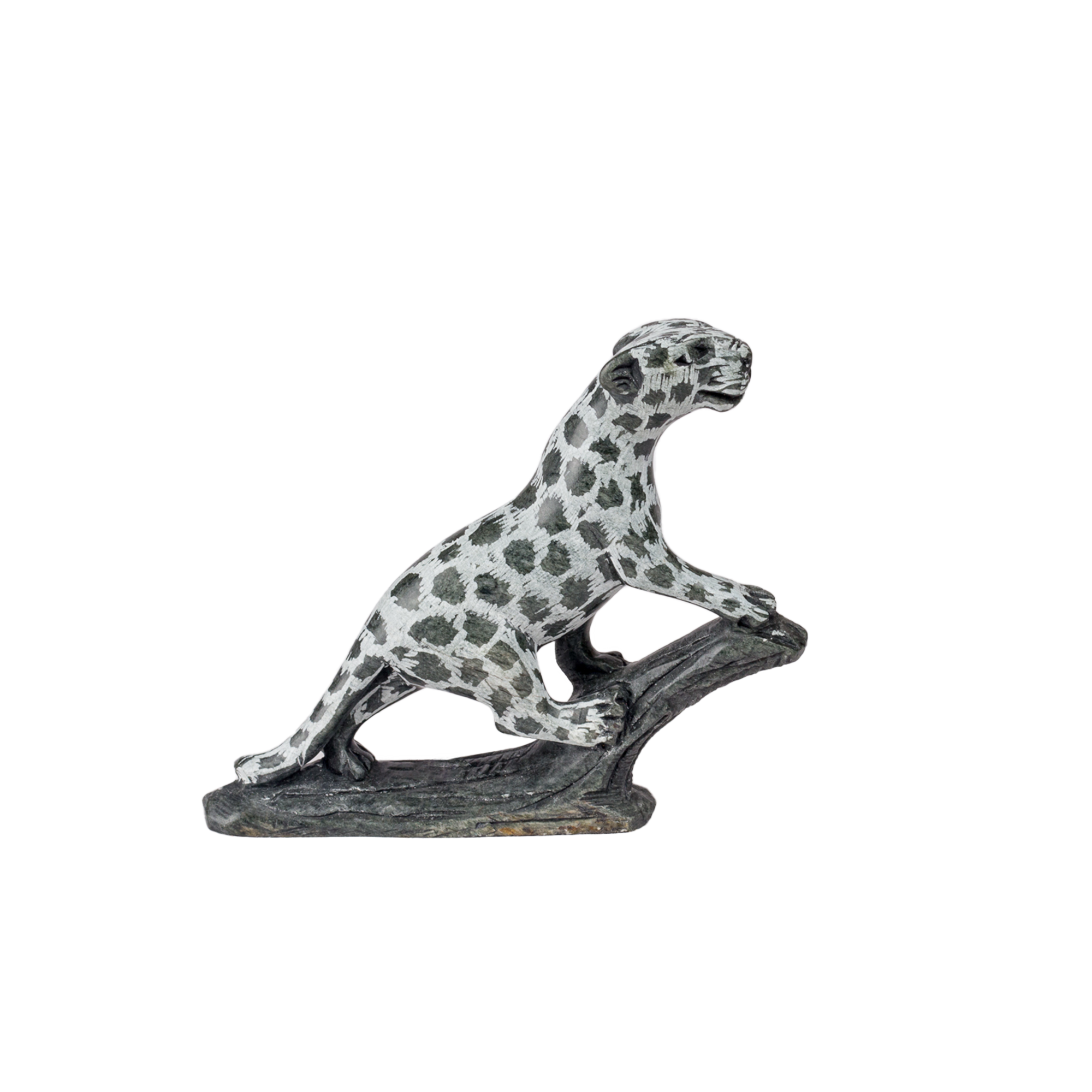 Carved Grey Soapstone Leopard Sculpture