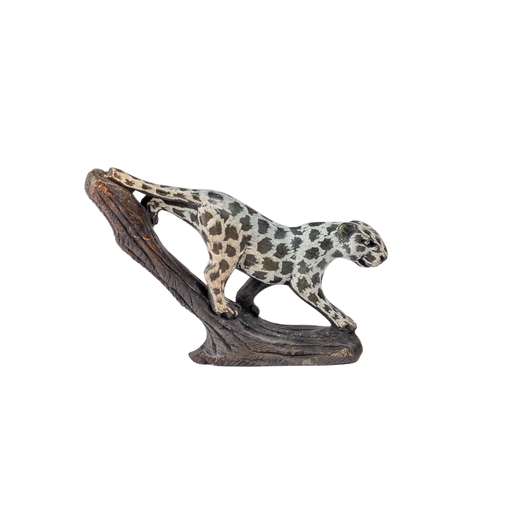 Carved Grey Soapstone Leopard Sculpture