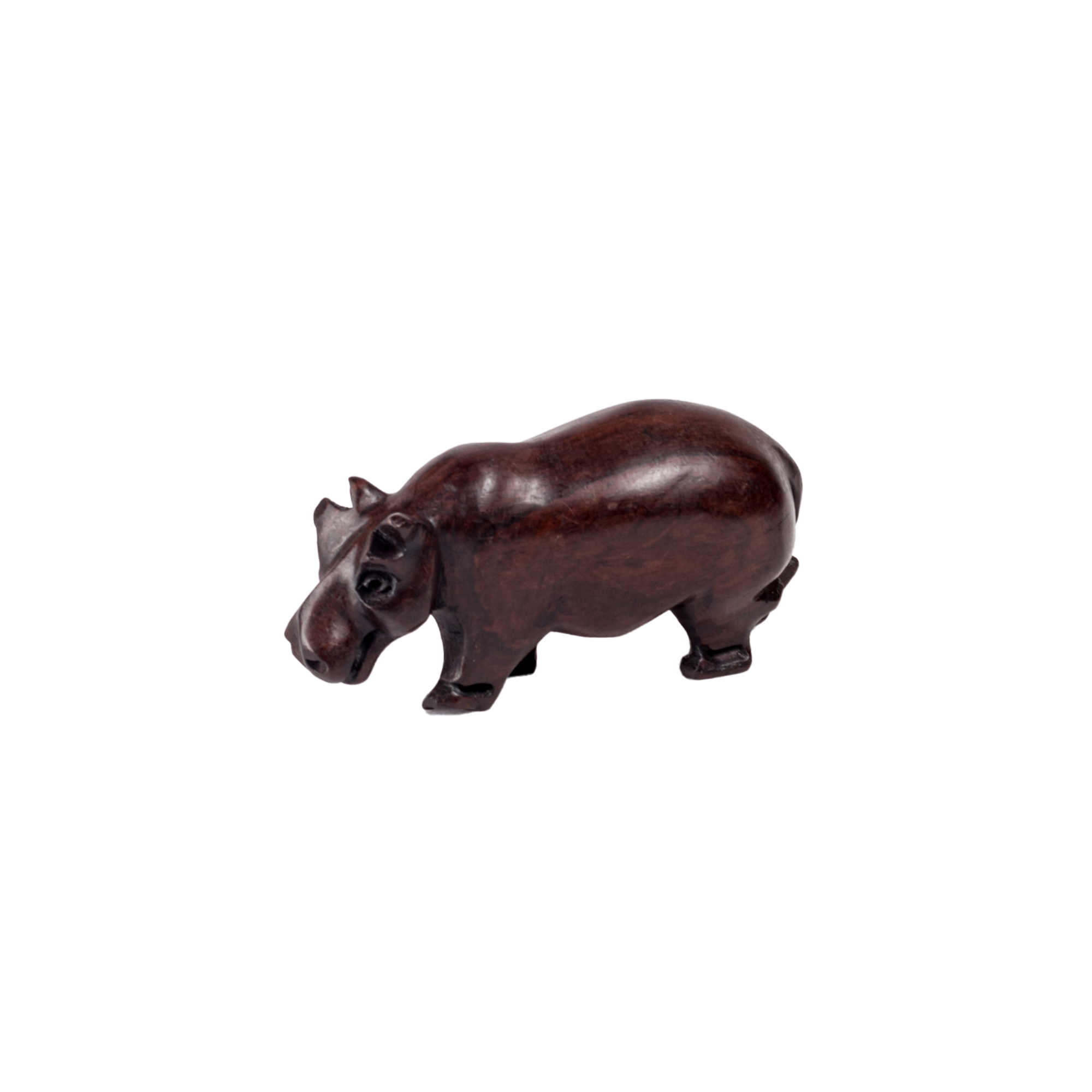 Carved Ebony Wooden Hippo Sculpture