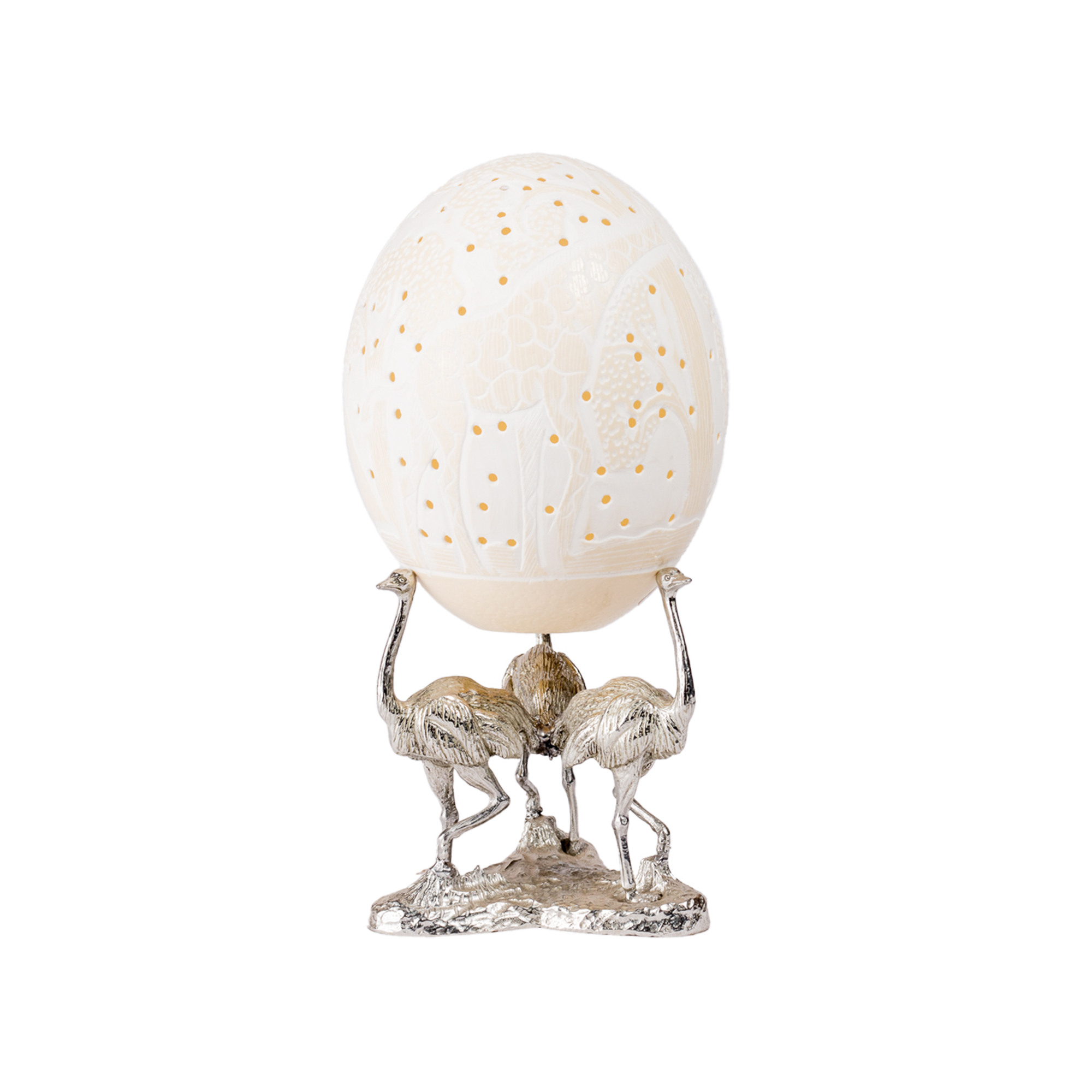 Silver Ostrich Egg Stand