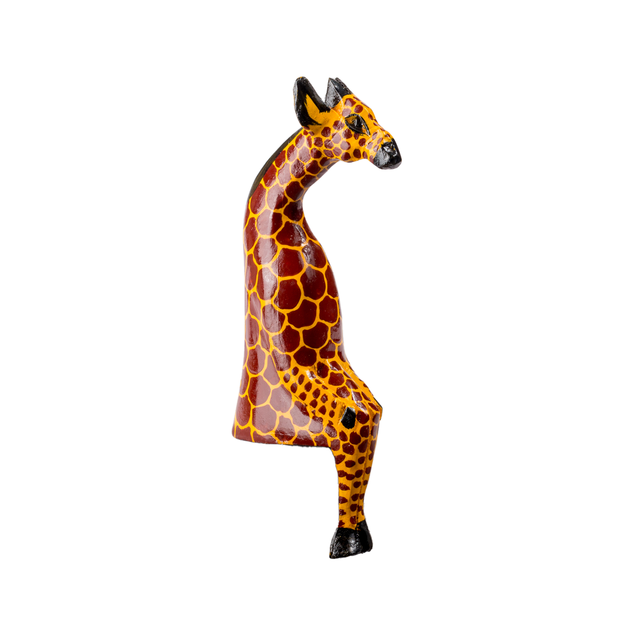 Wood Carved Seated Giraffe