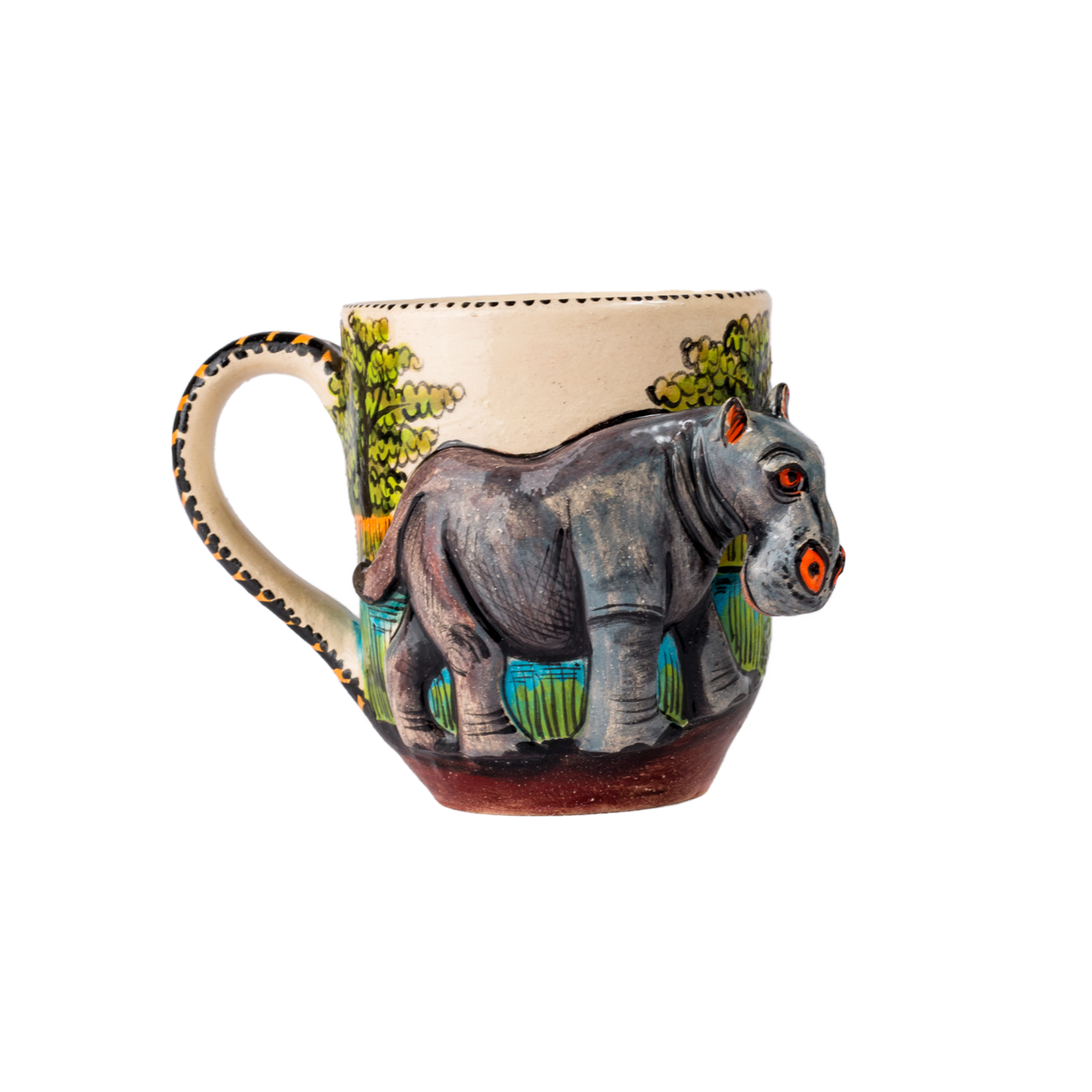 3D Hand Painted Ceramic Hippo Mug
