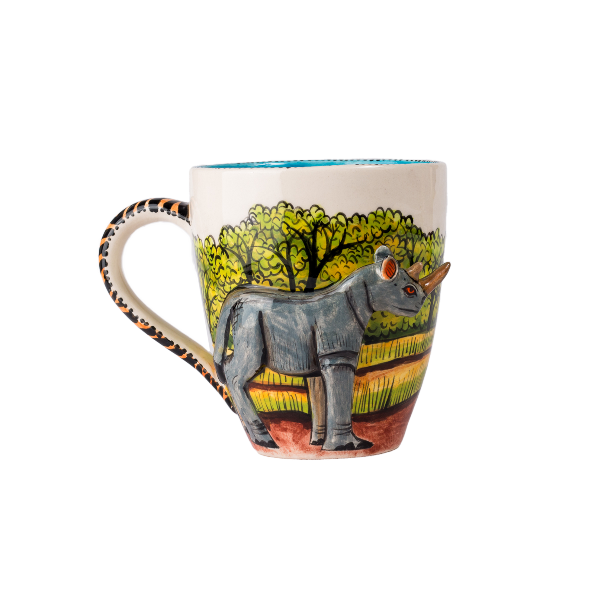 3D Hand Painted Ceramic Rhino Mug